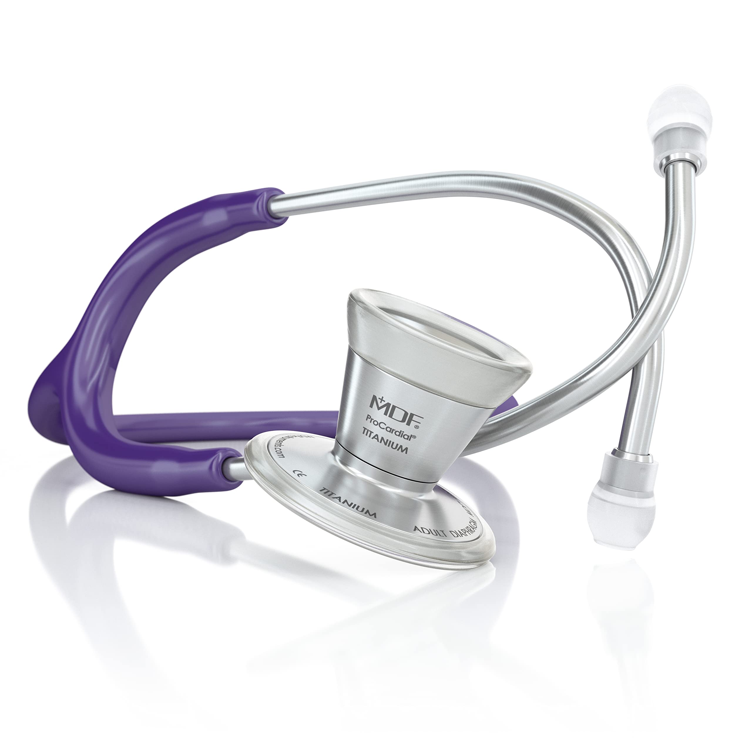 MDF ProCardial Cardiology Stethoscope - Lightweight Titanium Dual Head Adult Stethoscope with Purple Tube & Silver Chestpiece (MDF797T08) - Ideal for Doctors, Nurses, and Medical Professionals