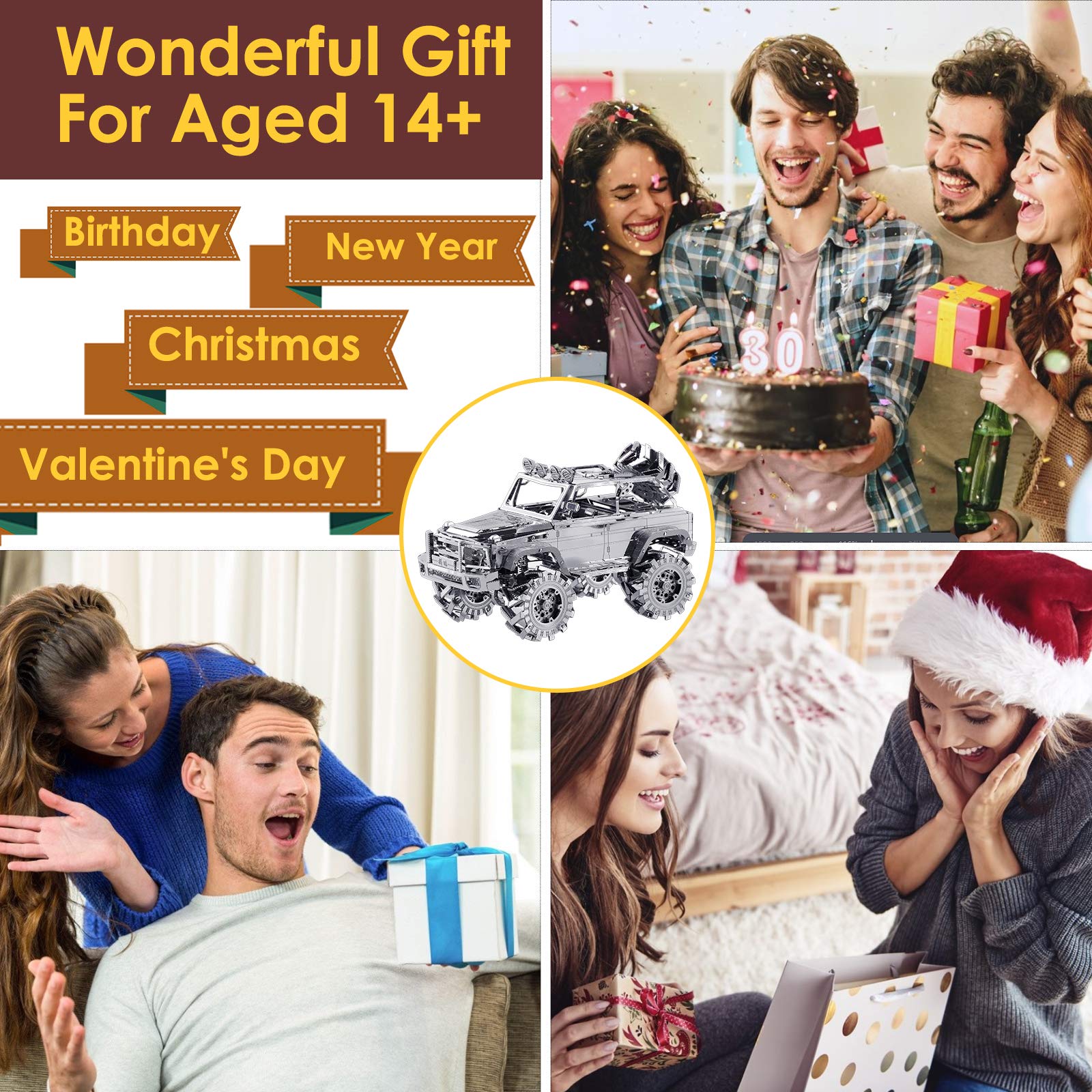 Piececool 3D Metal Puzzle SUV Car Model Kit - 157 PCS DIY Building Toy for Adults & Teens - Brain Teaser Craft Kits for Men & Women - Perfect Birthday Gift for Car Lovers & Puzzle Enthusiasts - Great for Home Decoration, Office Stress Relief & STEM Learning Activities