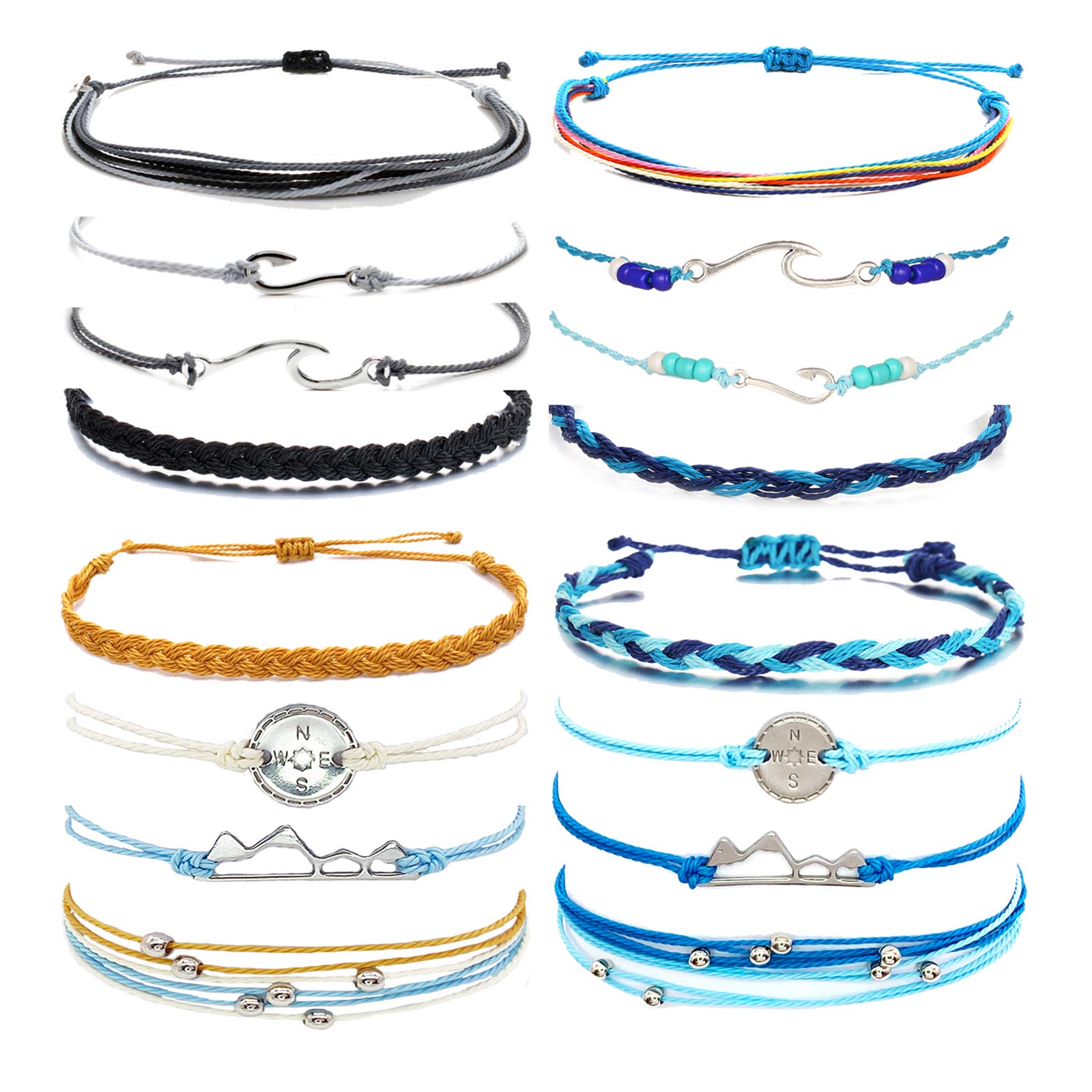 HUASAI Vsco String Bracelets for Teen Girls & Women - Waterproof Boho Rope Bracelets, Wave Surfer Bracelets, Summer Beach Anklets - Perfect for Beach Parties, Surfing, and Boho Fashion Accessories