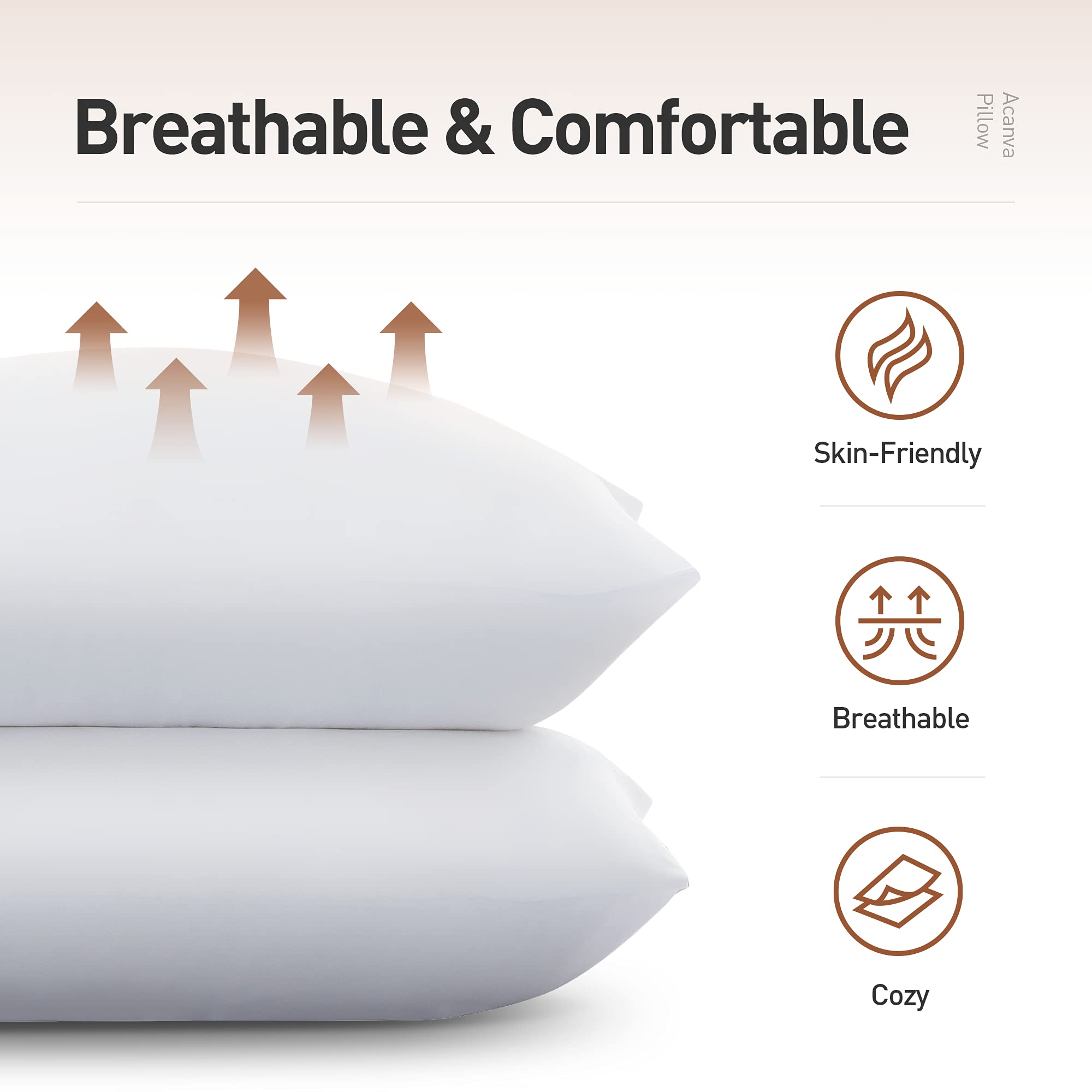 **Acanva King Size Bed Pillows (Pack of 4) - Super Soft Plush Fiber Fill, Breathable & Comfortable for Stomach & Back Sleepers - Hotel Collection Pillow Inserts for Sleeping - Perfect for Home, Travel & Guest Rooms - White**