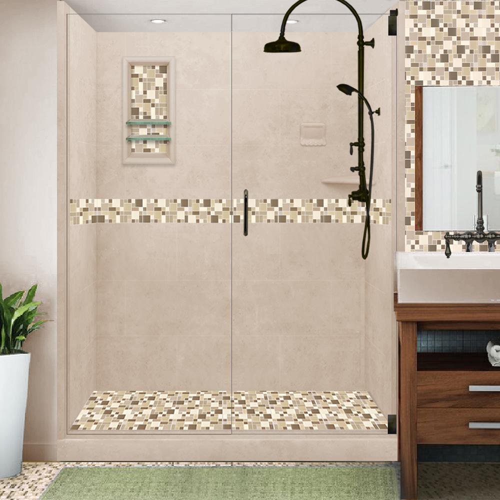 Custom Shower Kits - Alcove Pan, Walls, Thresholds & Optional Glass Enclosure | DIY Bathroom Remodeling Solution for Homeowners & Contractors | Perfect for Small Bathrooms & Space-Saving Designs