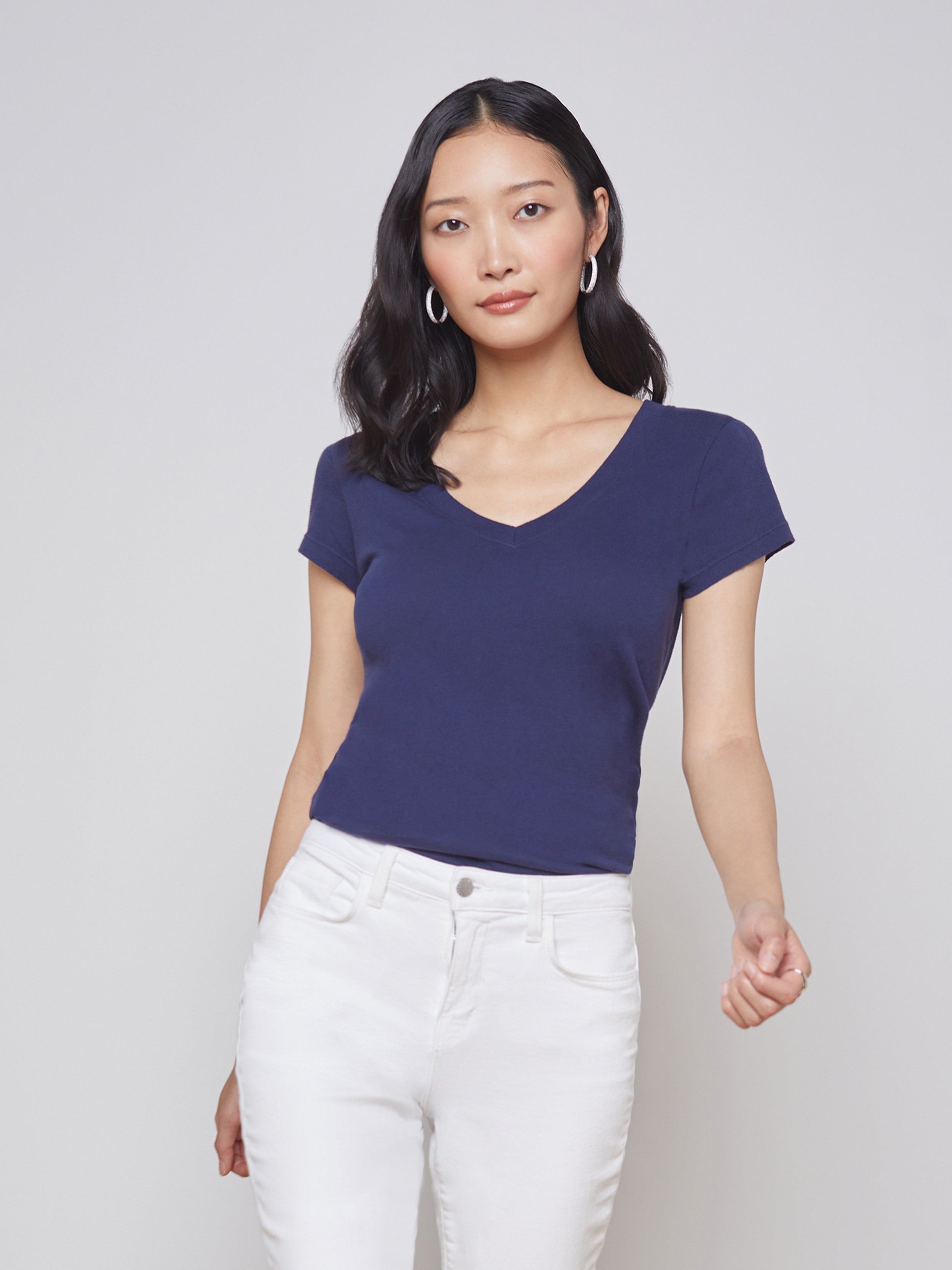Becca Soft Cotton V-Neck T-Shirt for Women - Comfortable Casual Tee for Everyday Wear, Workout & Layering