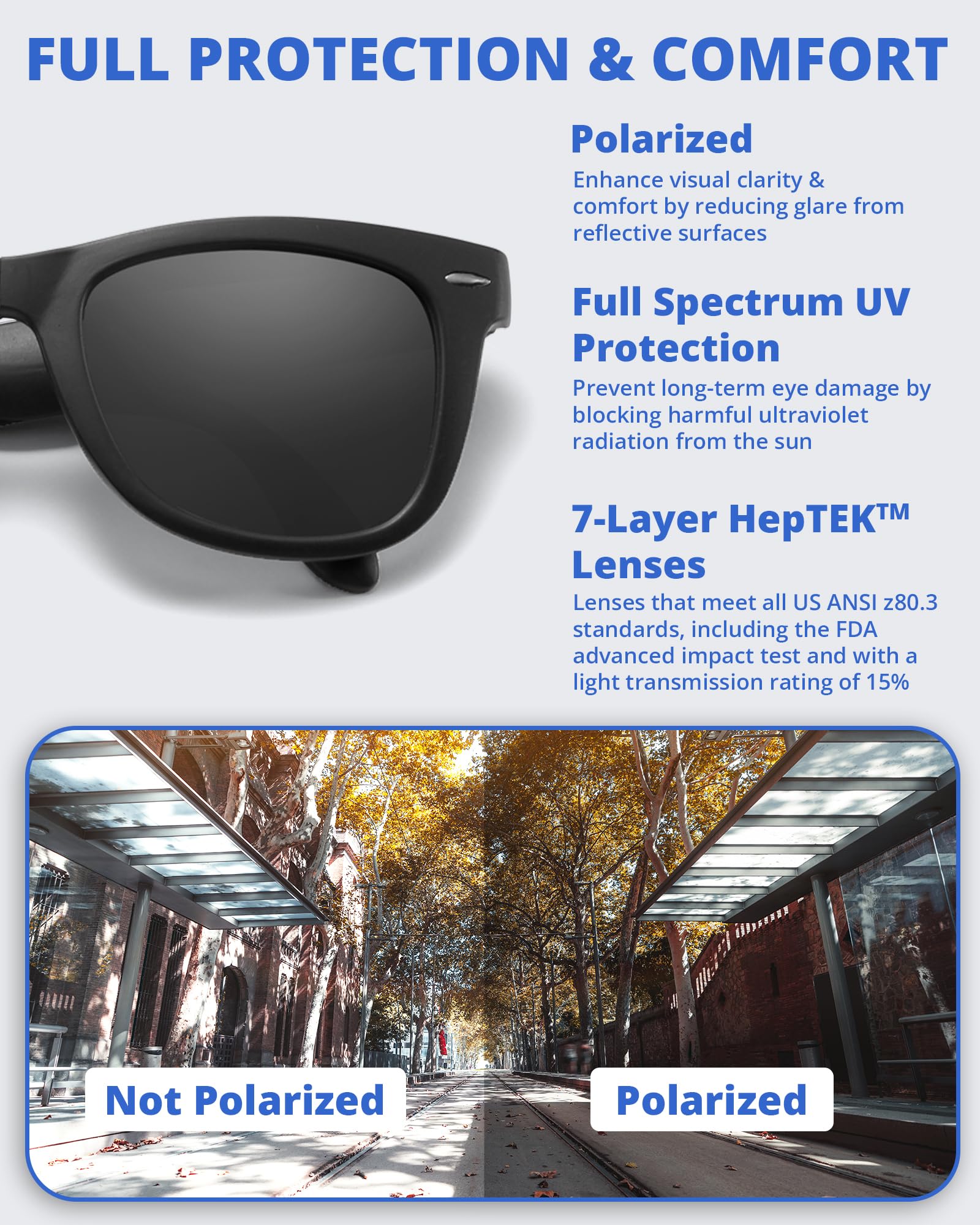 Polarized Folding Sunglasses for Men & Women - UV400, UVA/UVB Protection - Classic Style with Leather Case - Perfect for Travel, Driving & Outdoor Activities