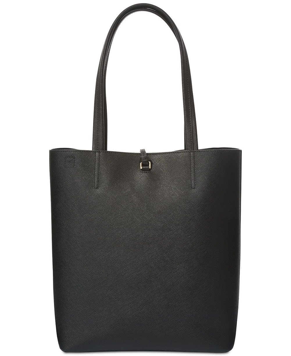 Calvin Klein Women's Kalina Medium Tote Bag with Pouch - Black & Gold Crossbody Handbag for Work, Travel & Everyday Use