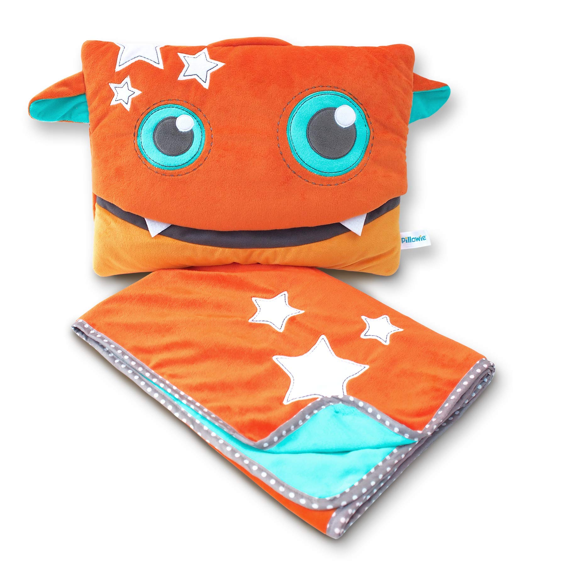 Soft Travel Pillow and Blanket Set for Kids - Portable Comfort for Airplane, Car & Nap Time - Cozy Rusty Plush Companion