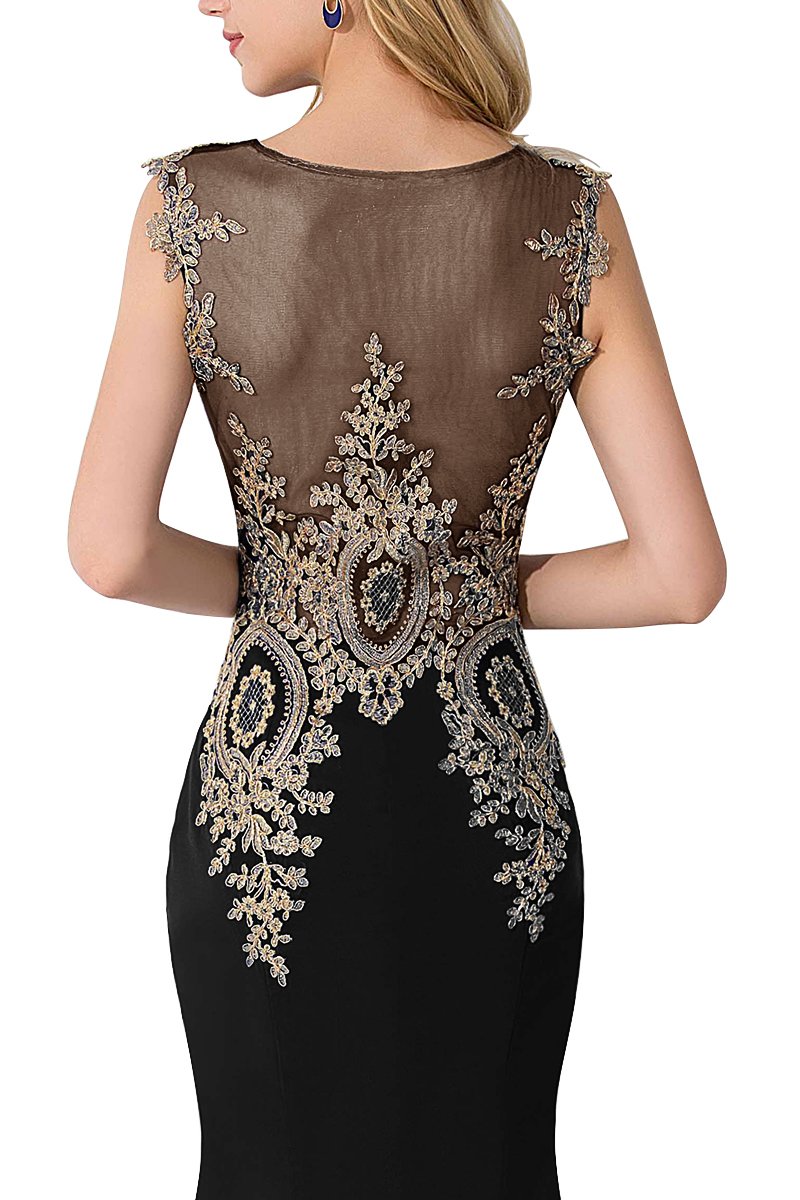 MisShow Women's Elegant Embroidery Lace Long Mermaid Evening Gown - Formal Prom Dress for Special Occasions, Weddings & Black Tie Events