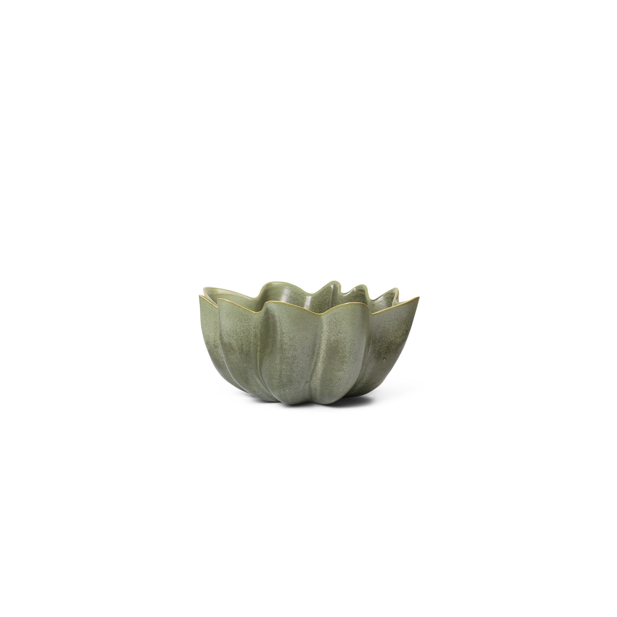 FERM LIVING Nium Bowl - Dark Sage Ceramic Bowl, 22cm Diameter, Scandinavian Style Serving Bowl for Salad, Soup, Pasta & Home Decor
