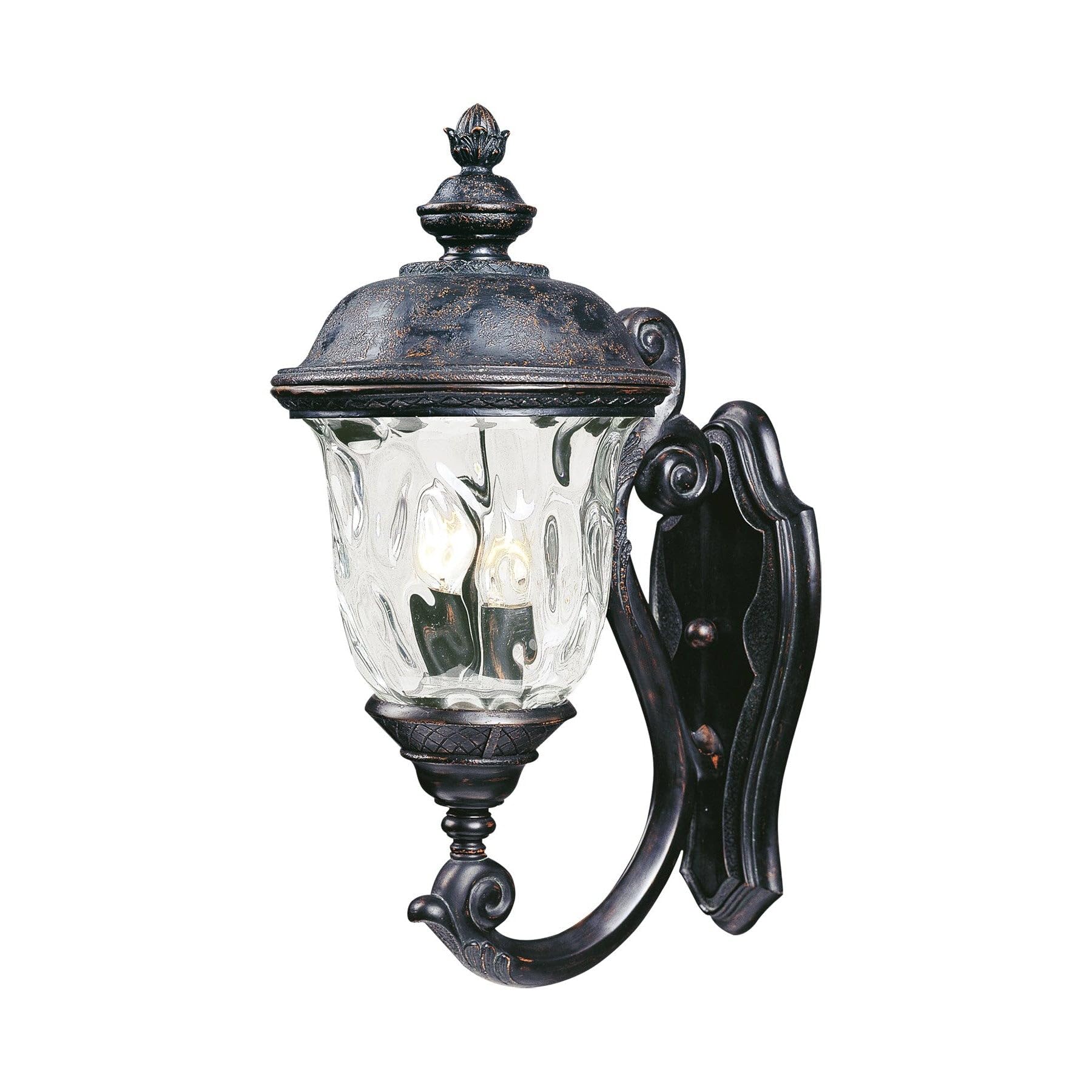 Maxim Lighting 40423WGOB Two-Light Water Glass Wall Lantern in Oriental Bronze - Outdoor Porch Light for Patio, Garden & Entryway Lighting