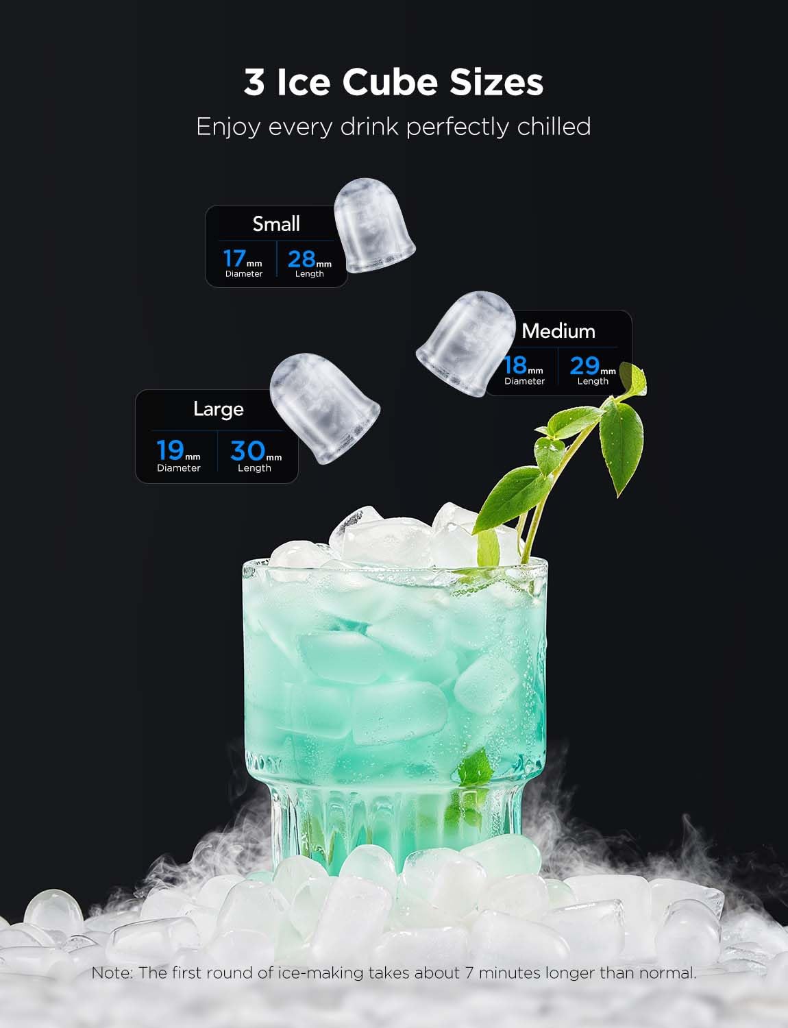 GoveeLife Smart Countertop Ice Maker Machine - Portable Ice Cube Maker with Voice Control, 9 Cubes in 6 Mins, 26lbs/24Hrs, 3 Size Options, Self-Cleaning & RGB Lights, Ultra Quiet - Perfect for Kitchen, Home Bar, RV & Office Use (Black)