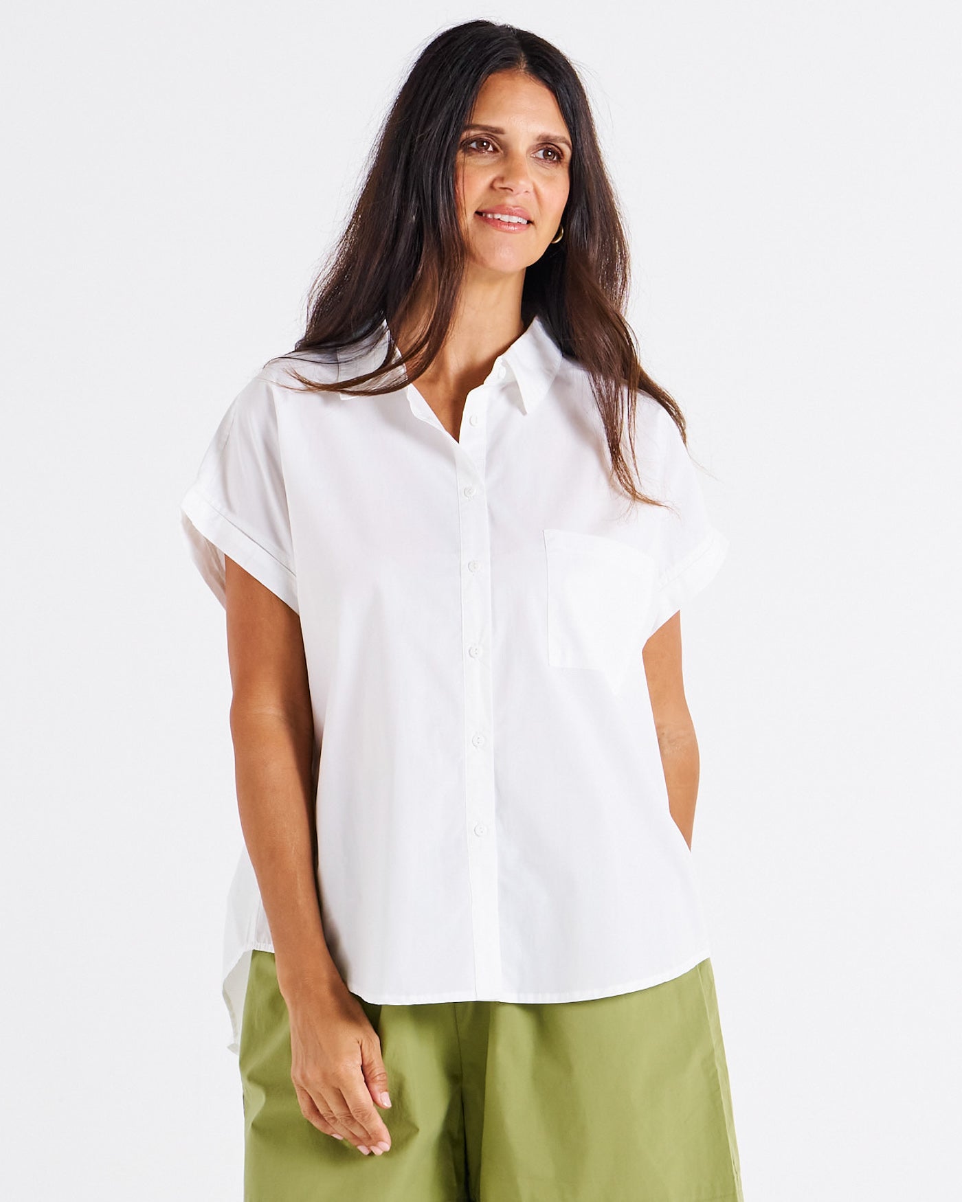 Betty Basics Mara Short Sleeve T-Shirt for Women - Soft Cotton Crew Neck Casual Top - Perfect for Everyday Wear, Work & Weekend Outfits (White)