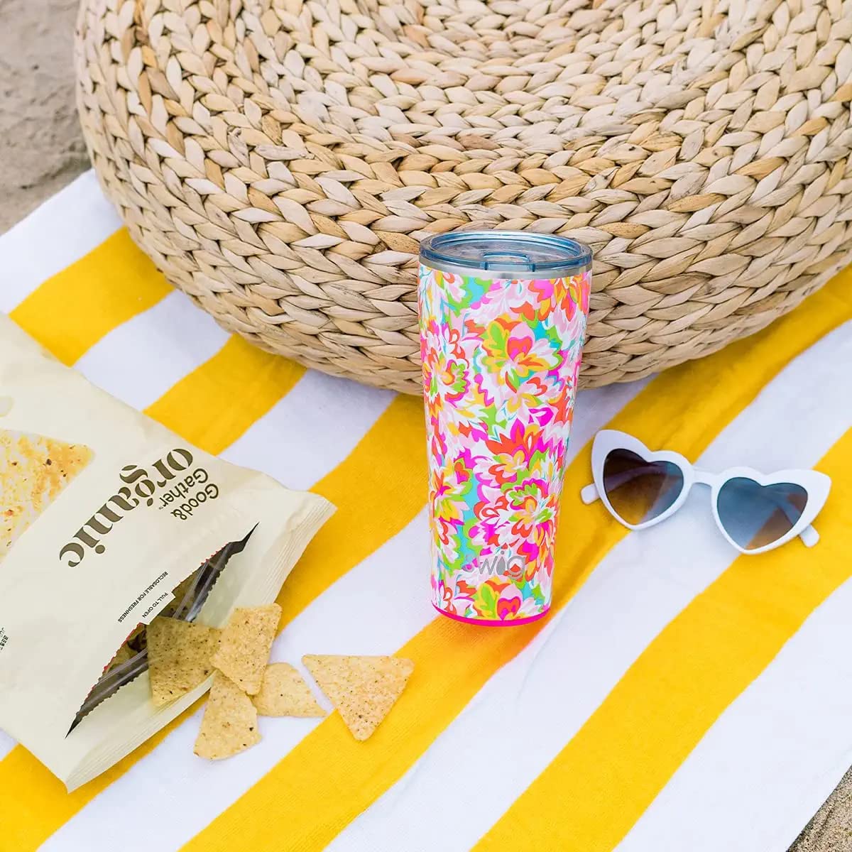 32oz Insulated Stainless Steel Tumbler with Lid - Leakproof Travel Coffee Mug, Cup Holder Friendly, Hot & Cold Beverage Thermos (Pink Lemonade) - Perfect for Office, Commuting, Camping & Outdoor Activities