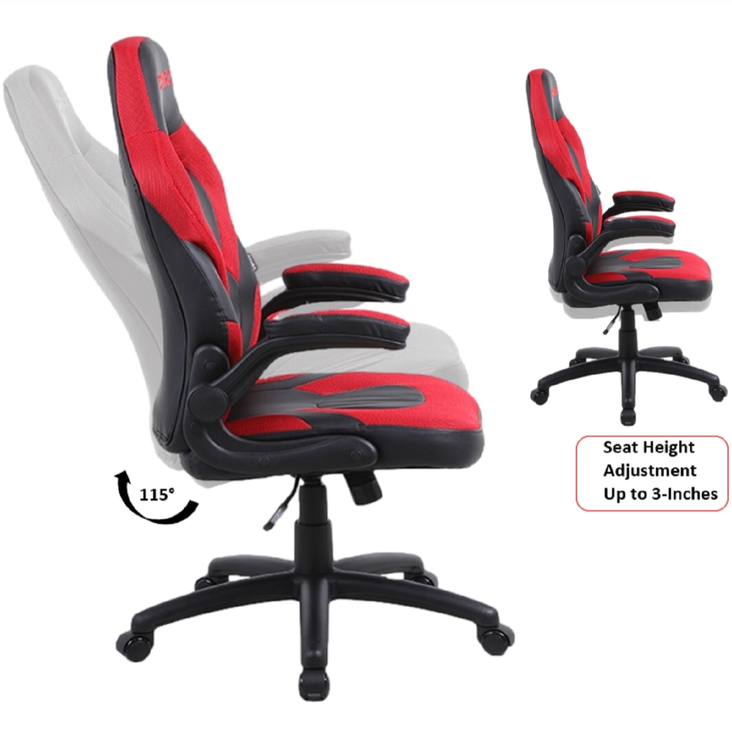 HAWK SERIES 2064 Gaming Chair - Ergonomic Racing Style PC Gaming Chair with Adjustable Height, Lumbar Support (Black & Red) - Perfect for Esports, Streaming & Office Work