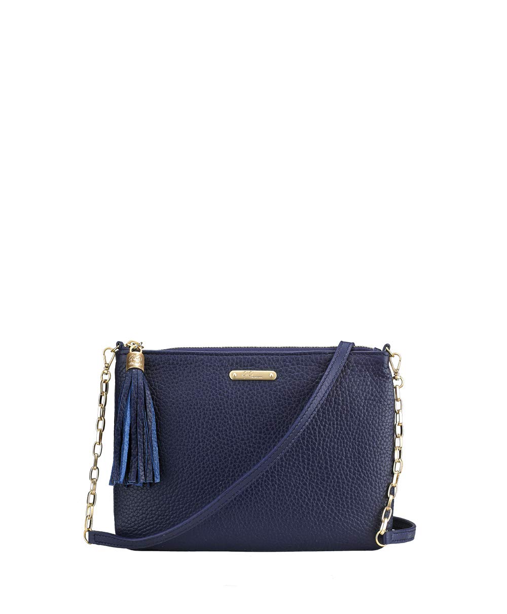 GiGi New York Handmade Genuine Leather Navy Blue Chelsea Crossbody Bag for Women - Perfect for Work, Travel & Everyday Use