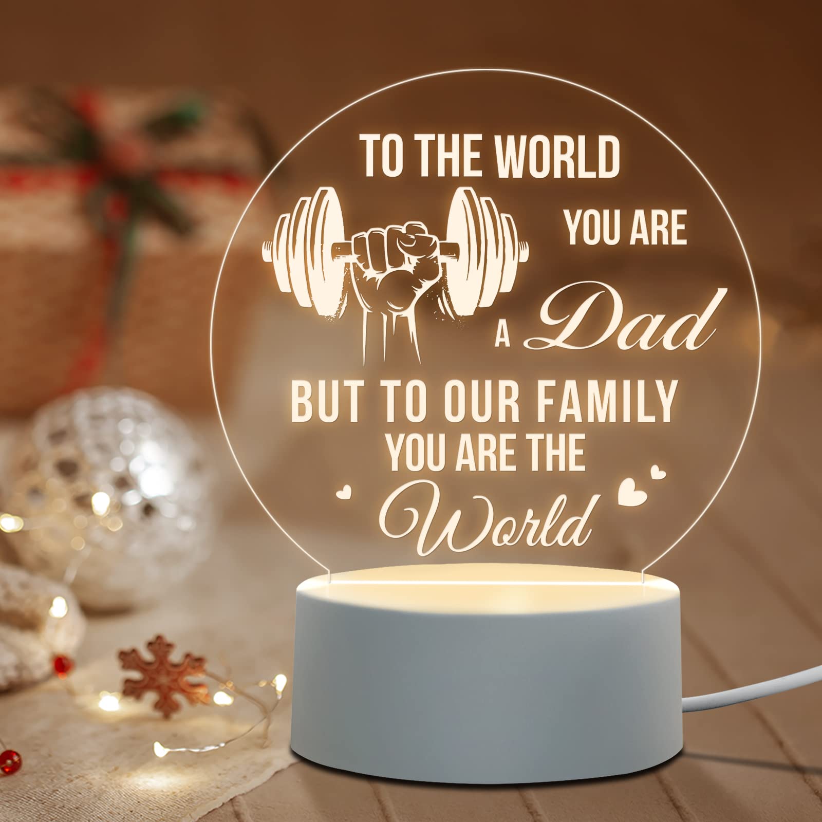 Personalized Dad Gifts from Daughter or Son - Custom Night Light for Father's Birthday, Thanksgiving, Christmas & Father's Day | Thoughtful Present for Dad from Kids & Wife | Perfect for Bedside, Office Desk or Man Cave Decor