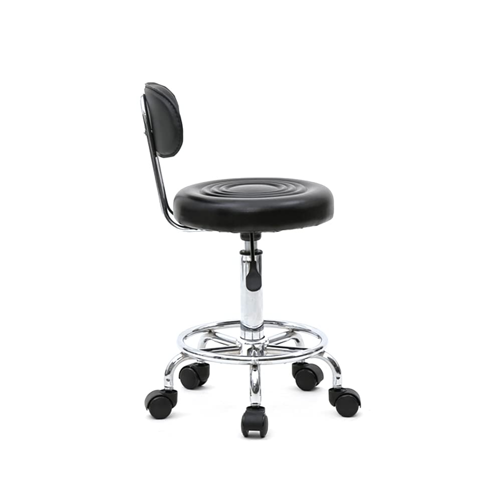 Adjustable Rolling Guitar Stool Chair - Swivel Office Stool for Bedroom, Salon, Spa, Massage & Beauty Desk - Black 34 x 34 x 83.5CM - Perfect for Musicians, Home Office & Professional Use