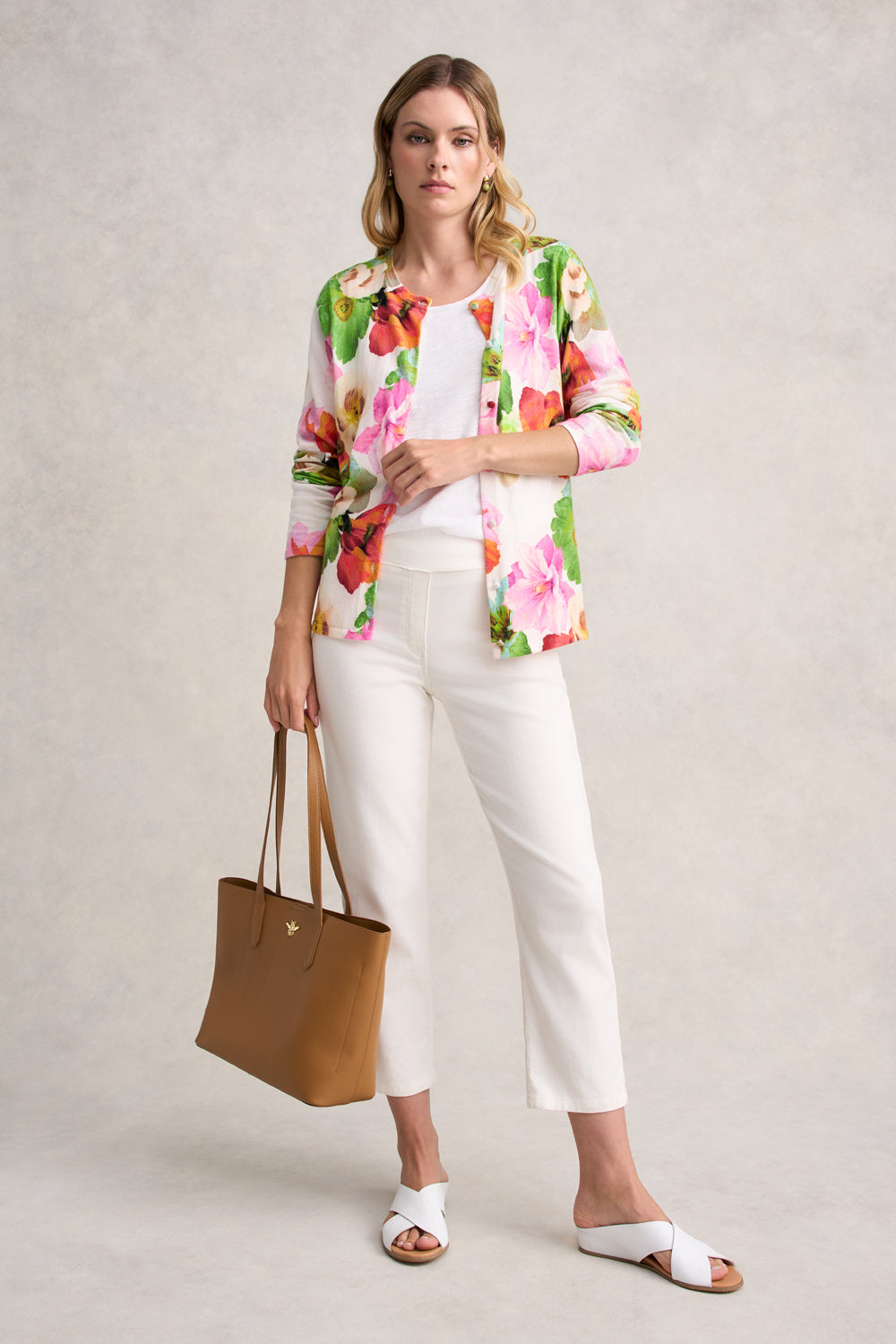 Printed Cotton Cardigan for Women - Multi Floral Pattern Lightweight Open Front Sweater | Perfect for Spring Outfits, Layering & Casual Wear