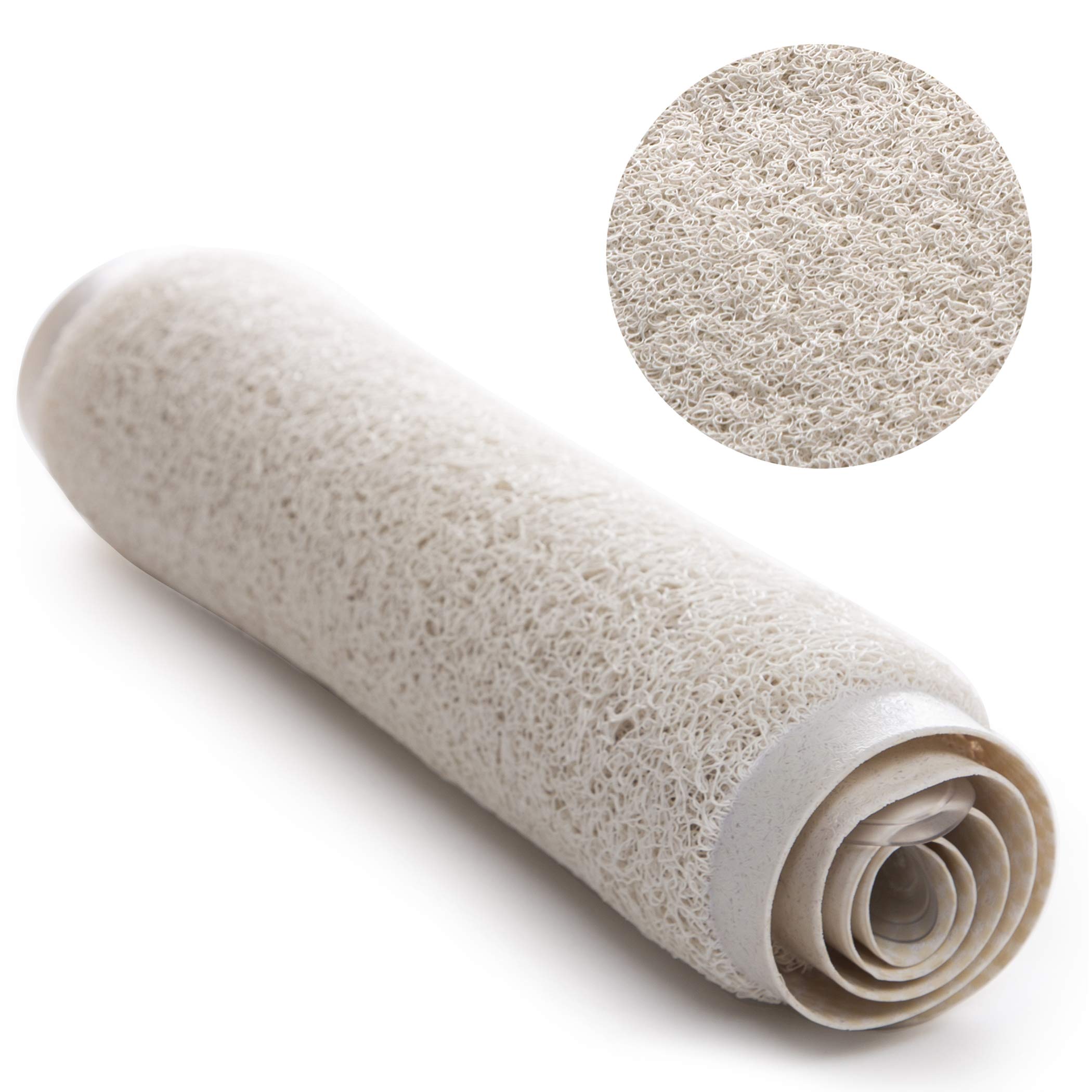 BINO Non-Slip Loofah Bath Mat with Suction Cups - Quick Drying Cushioned Shower Mat for Bathtub (Ivory) | Perfect for Bathroom Safety & Comfort
