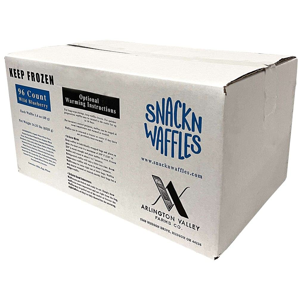 Snack N Waffles Blueberry Waffles - 2.4oz (96 Count) - Perfect for Breakfast, Snacks & On-the-Go Eating