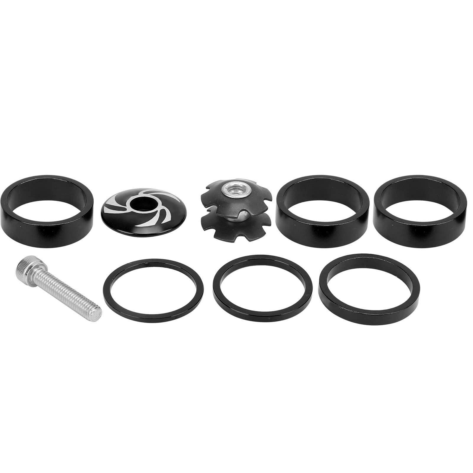 6Pcs Aluminum Alloy Bike Headset Spacer Kit - Bicycle Handlebar Stem Spacers for Mountain Bikes | Durable & Lightweight | Perfect for Bike Maintenance & Upgrades