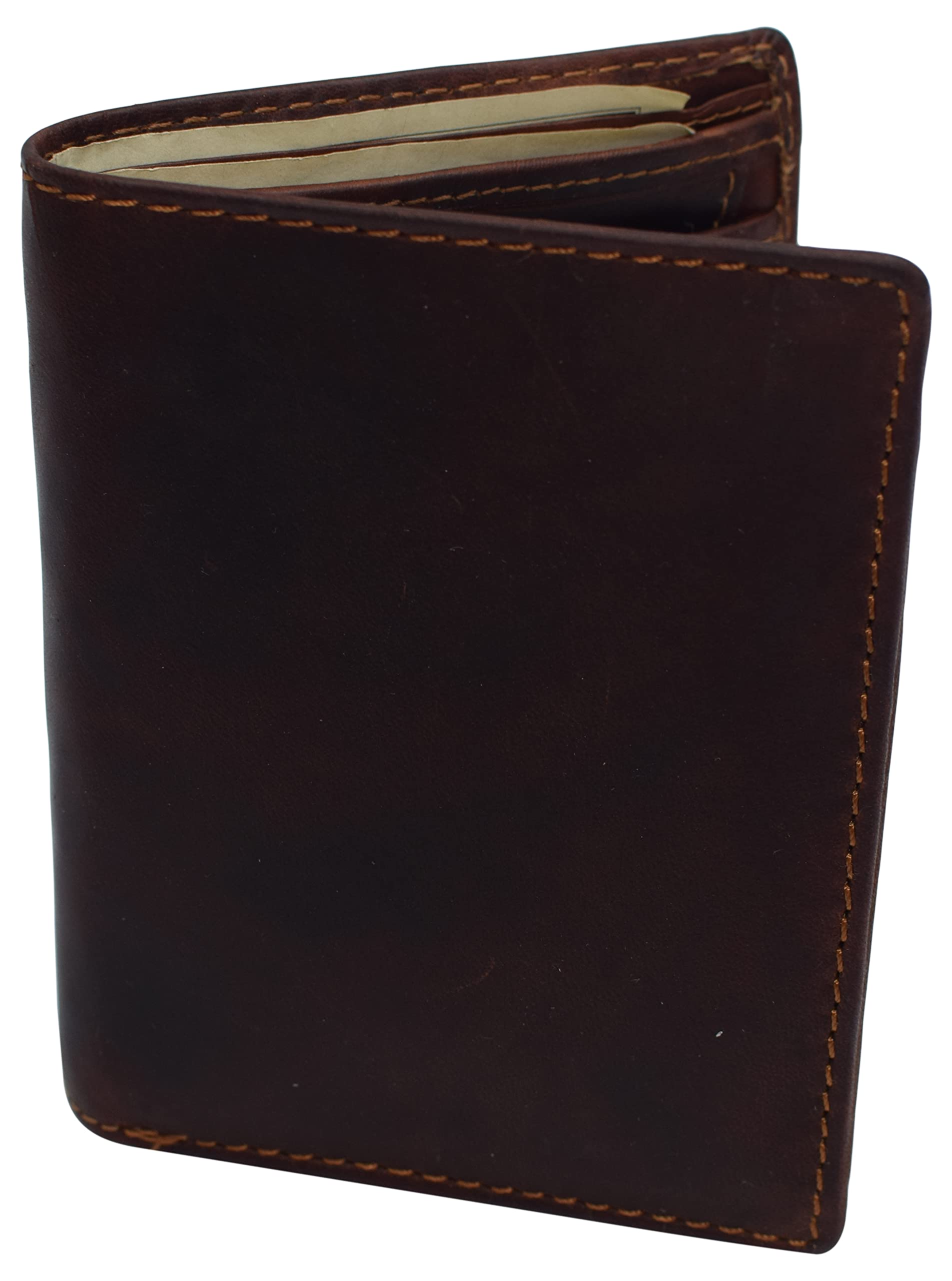 Genuine Vintage Leather RFID Wallet for Men - Bifold & Trifold Design with Snap Closure & 2 ID Windows - Large Capacity Card Holder (Vintage Brown) | Perfect for Everyday Use, Travel & Business