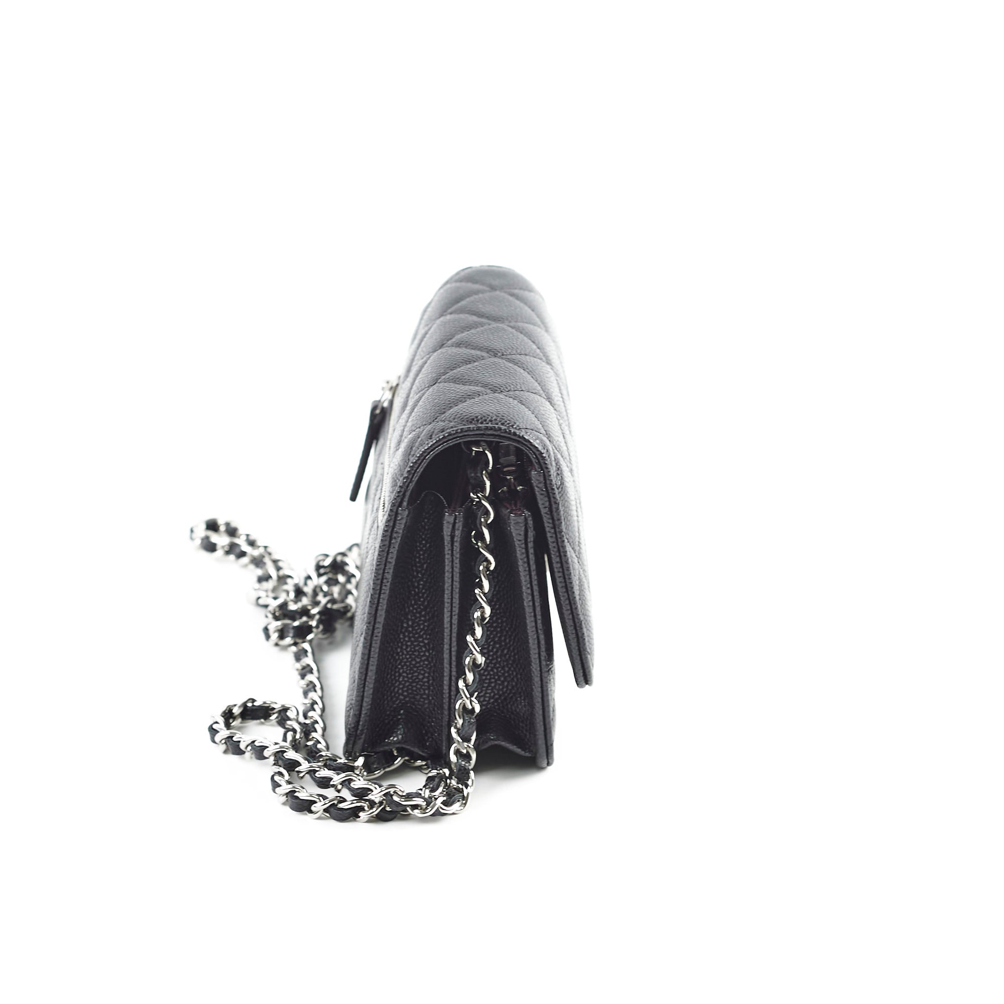 Chanel Mini Wallet On Chain WOC Black Caviar Leather Crossbody Bag - Series 30 | Luxury Designer Handbag for Women, Perfect for Evening Parties & Date Nights