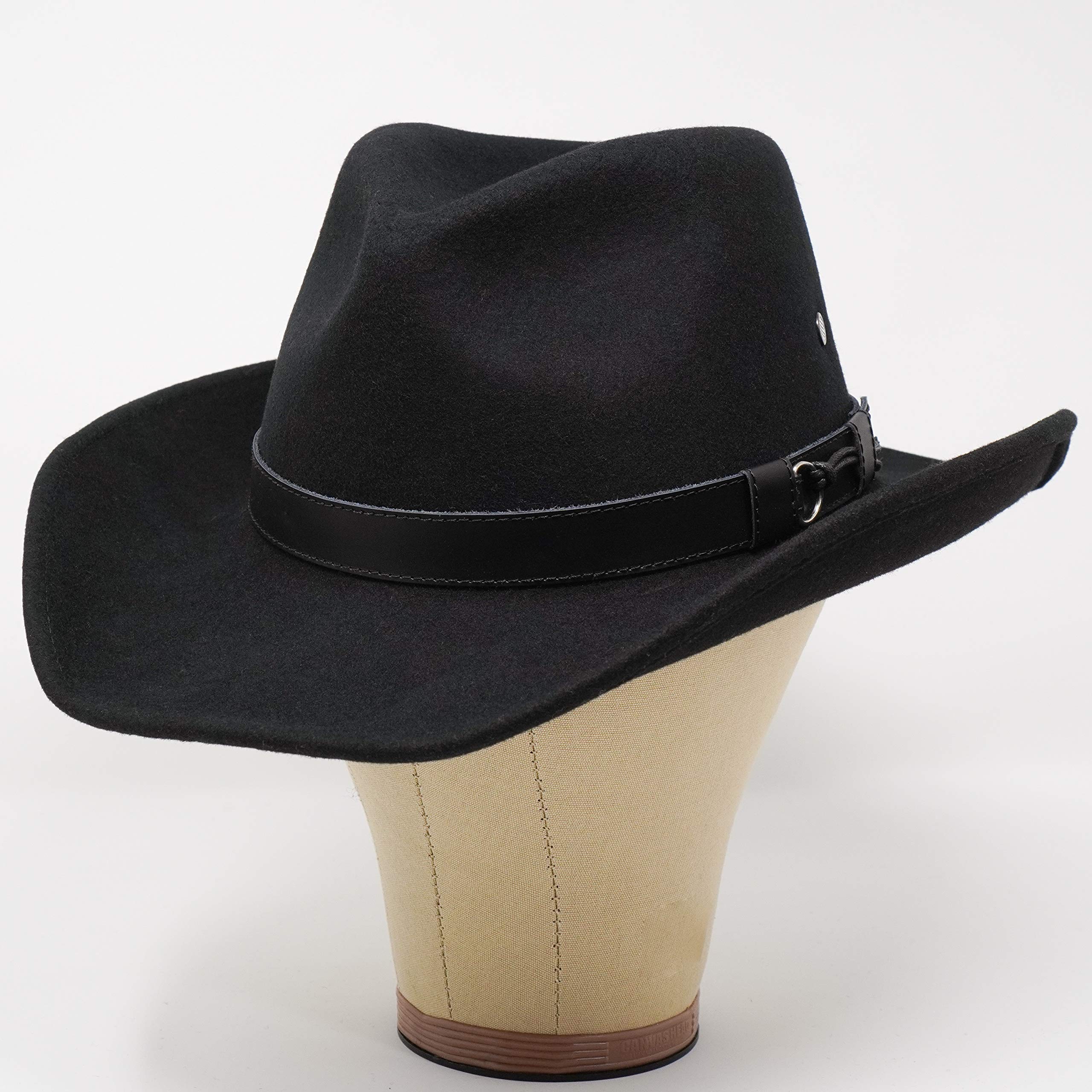 Borges & Scott Forester Western Style Wool Felt Hat - Water Resistant Cowboy Hat with Mouldable Wire Brim - Perfect for Outdoor Adventures, Rodeo Events & Western Fashion
