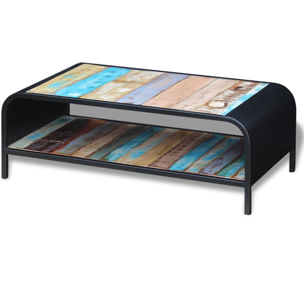 Rustic Solid Reclaimed Wood Coffee Table - Handcrafted Industrial Style Living Room Furniture for Home Decor & Small Space