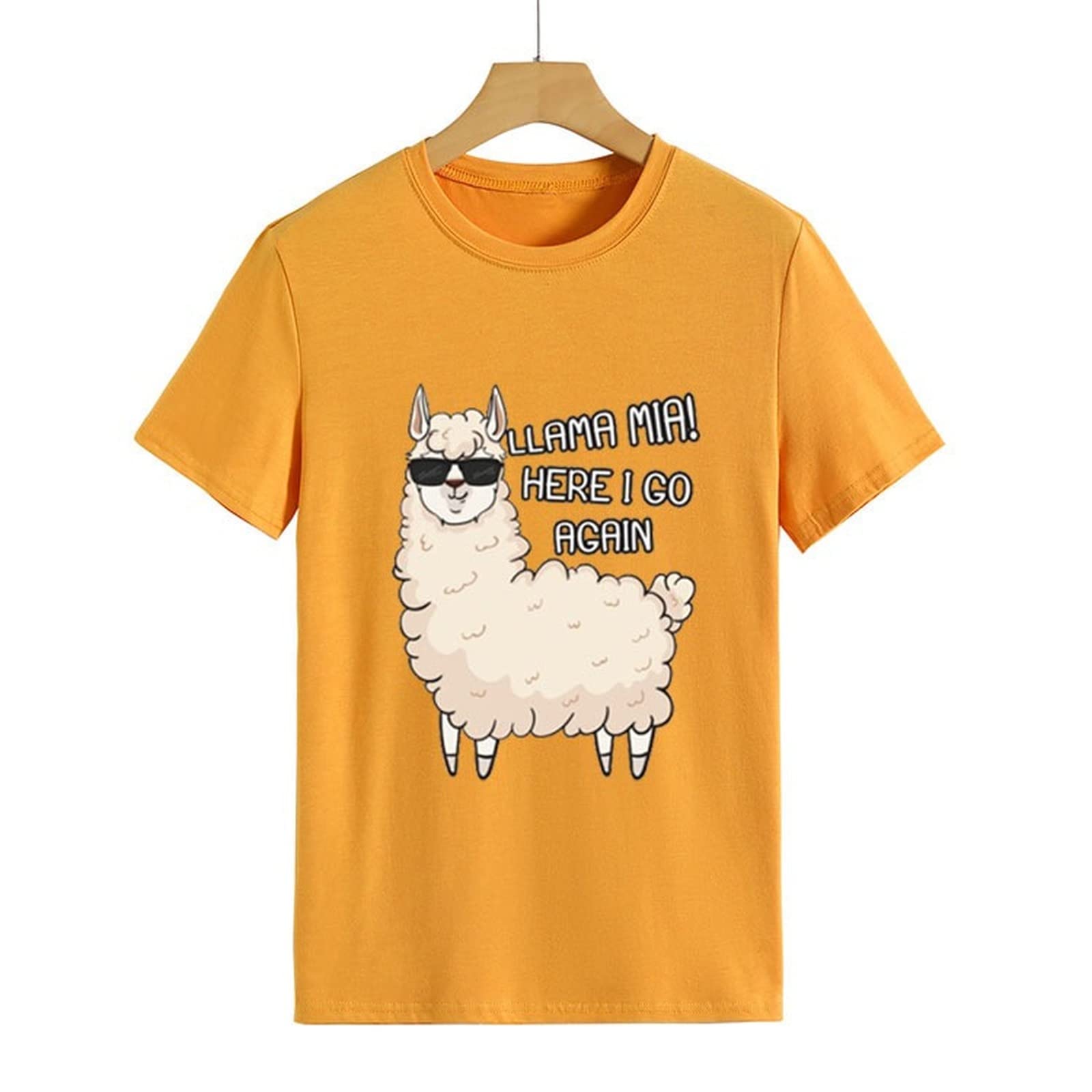 Cute Alpaca Graphic T-Shirt for Women - Funny Llama Mia Drama Tee - Soft Cotton Casual Top for Everyday Wear & Gift Giving