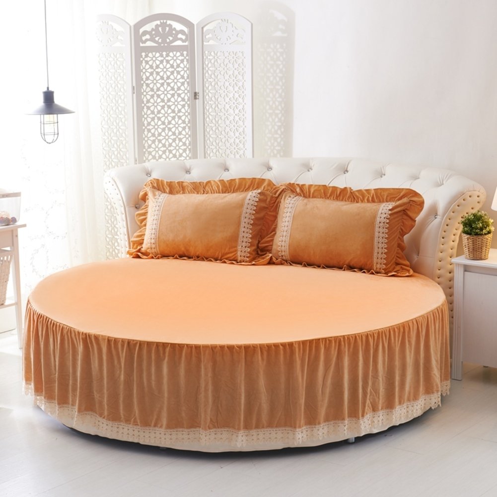 Luxury Round Bed Sheets - Crystal Velvet King Size Bedspread (87 inch/220cm Diameter) Ultra Soft & Warm Bed Cover for Cozy Bedroom Decor - Perfect for Master Bedrooms, Guest Rooms & Hotel Suites