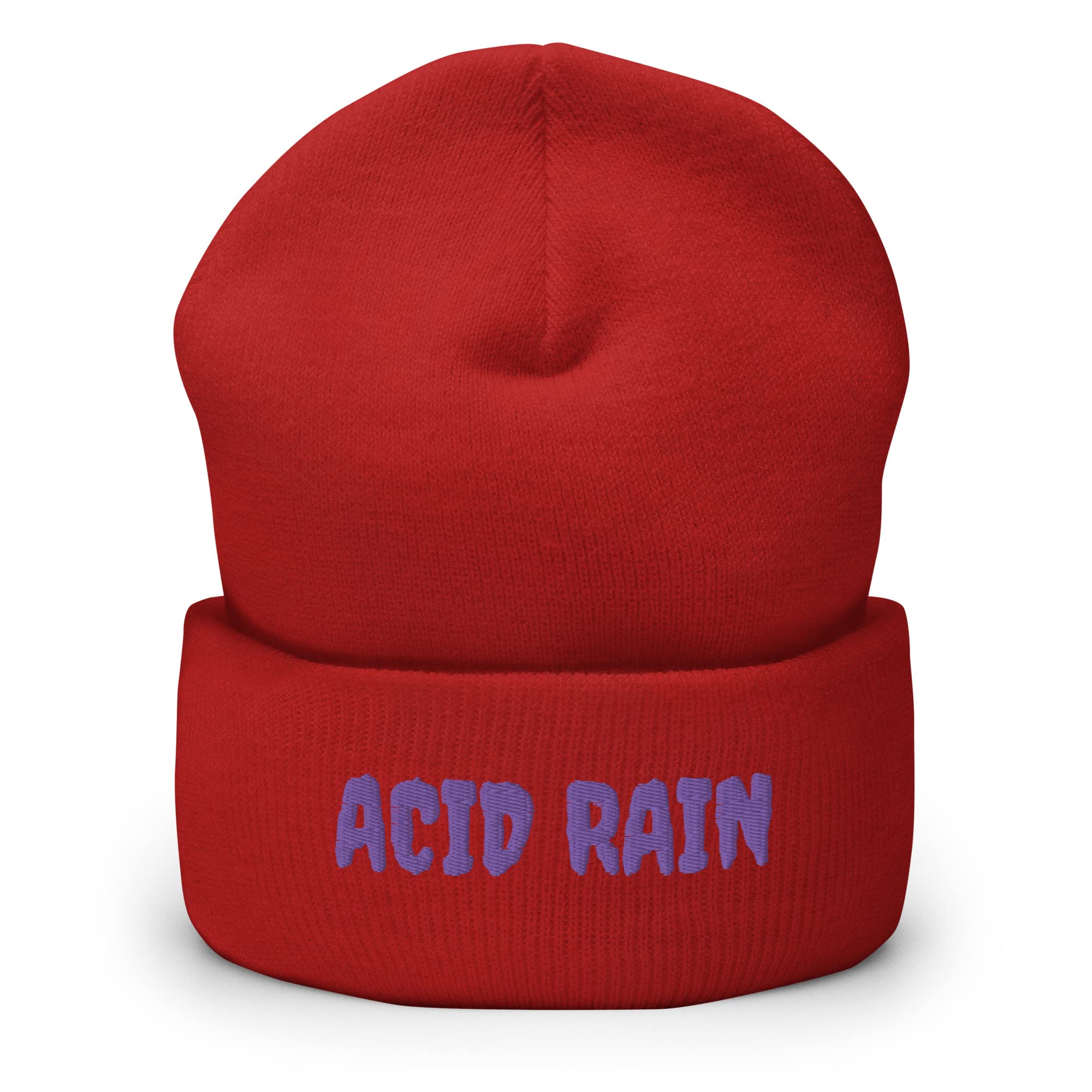 Acid Rain Cuffed Beanie - Purple Rain Winter Hat for Men & Women | Warm Knit Skull Cap for Cold Weather | Halloween Costume Accessory