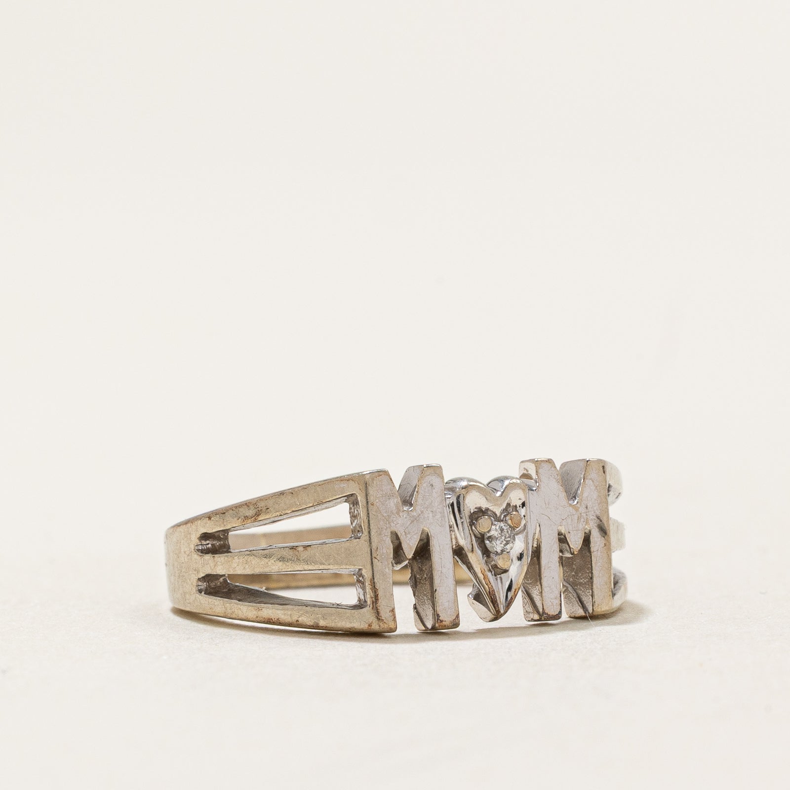 0.003ct Single Stone Diamond 'Mom' Ring - Size 4 | Elegant Mother's Day Gift, Anniversary Jewelry & Everyday Wear for Women