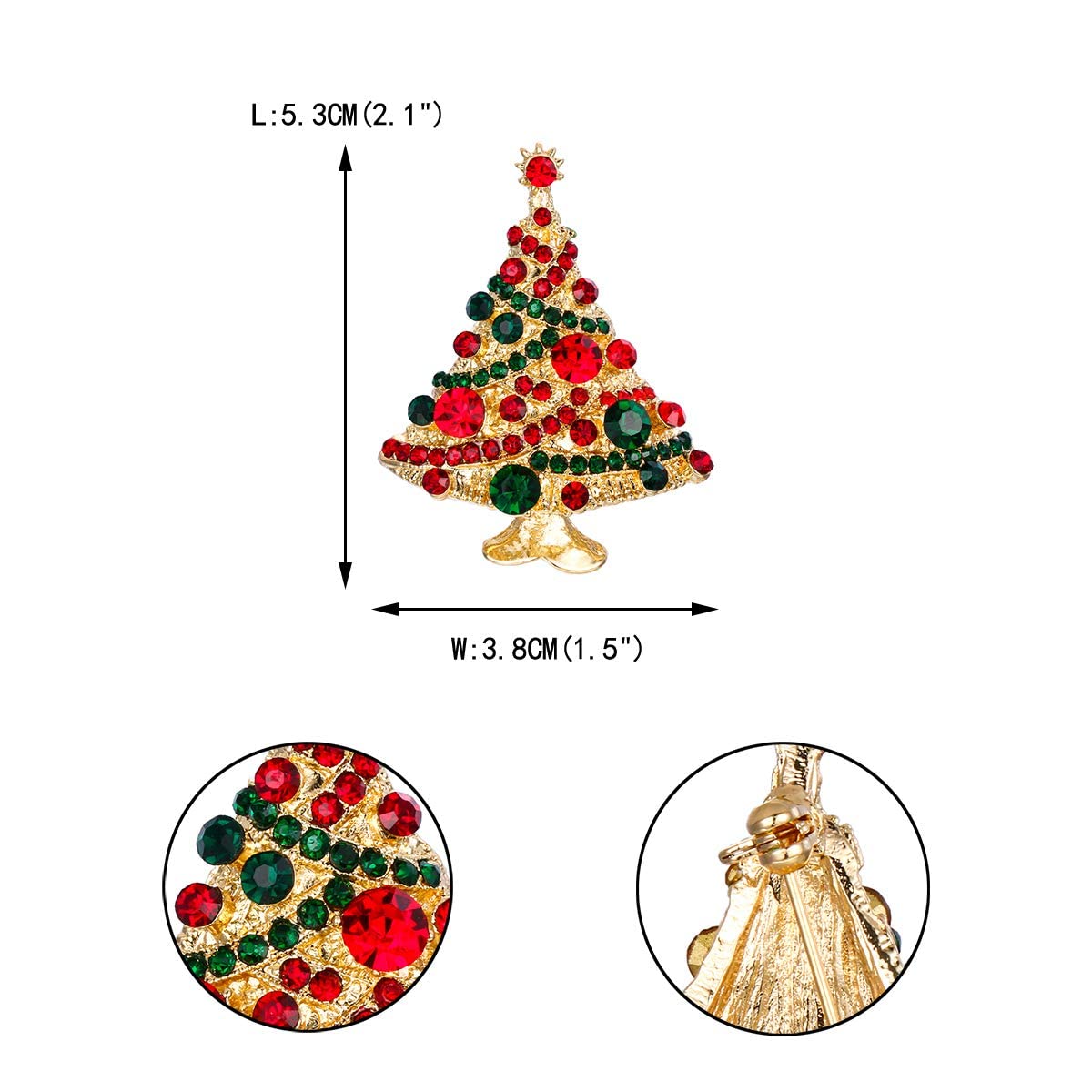 EVER FAITH Christmas Tree Brooch Pin with Austrian Crystals - Elegant Holiday Jewelry for Streamers, Party Outfits & Festive Celebrations