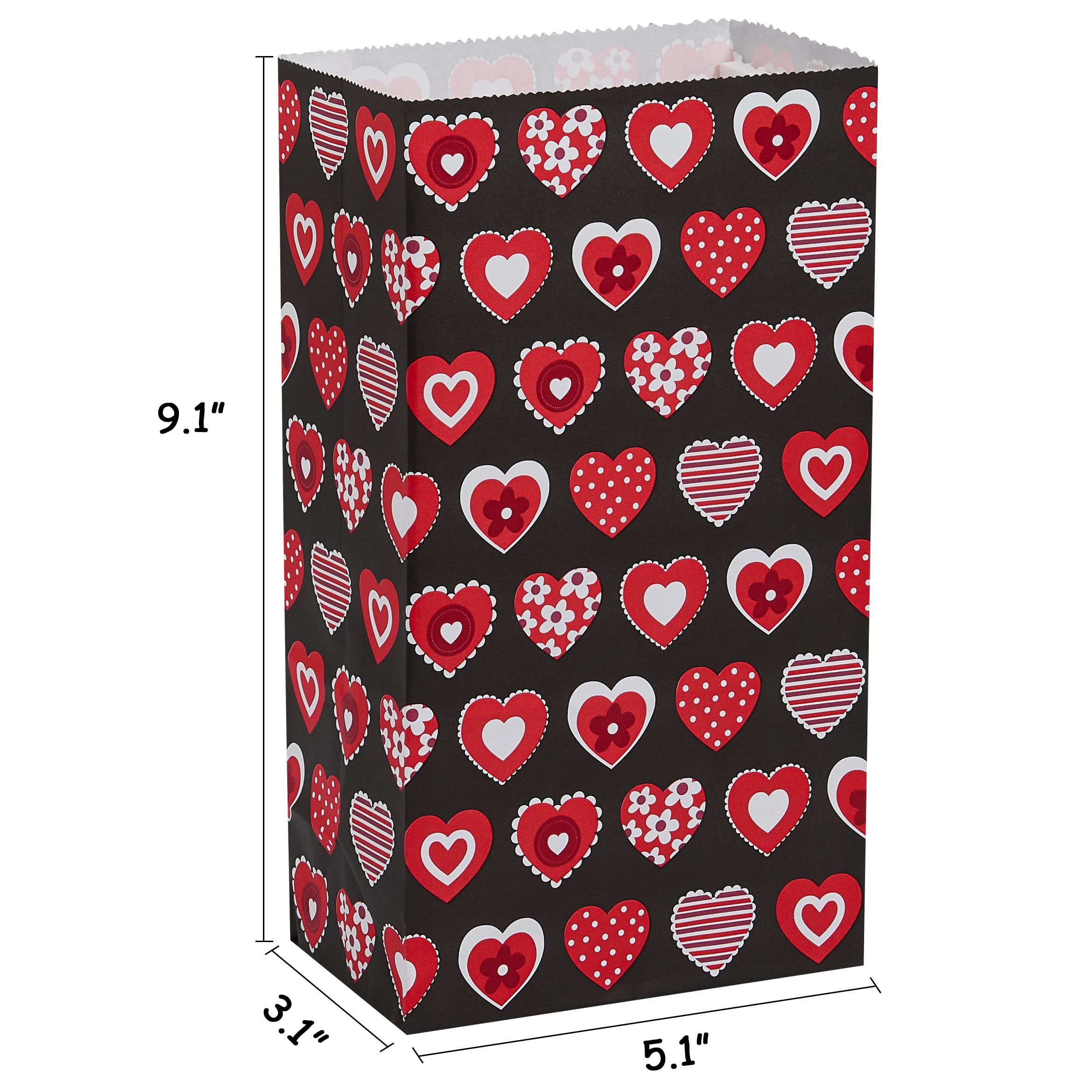 30 Pack Red Heart Party Favor Bags - Bulk Valentines Day Goodie Bags for Kids, Classroom Parties, Mothers Day Gifts - Perfect for School Celebrations, Birthday Favors & Holiday Events