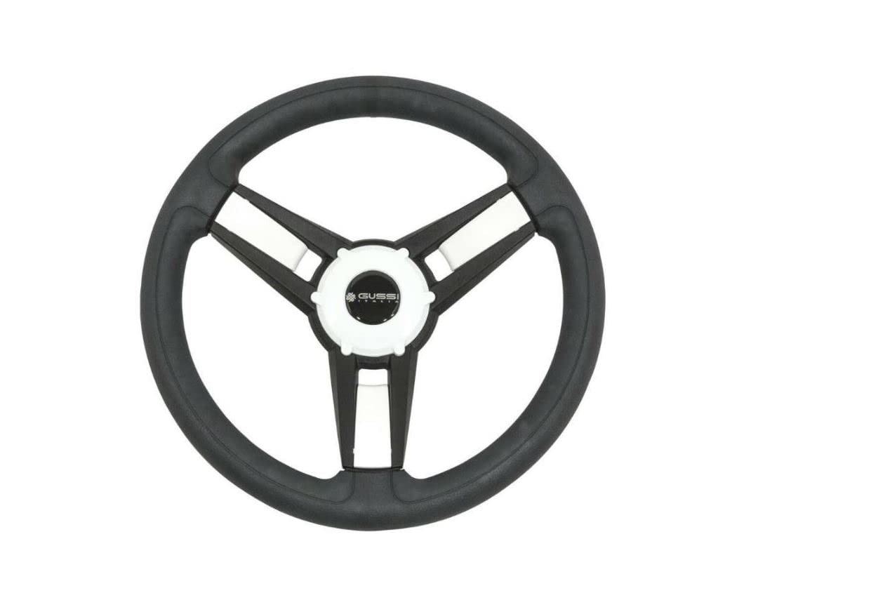 Premium 3G Gussi Model Black & White Steering Wheel for Yamaha G16-Drive II Golf Carts – Durable & Stylish Upgrade for Golf Cart Enthusiasts – Perfect for Golf Courses, Resorts & Neighborhood Cruising