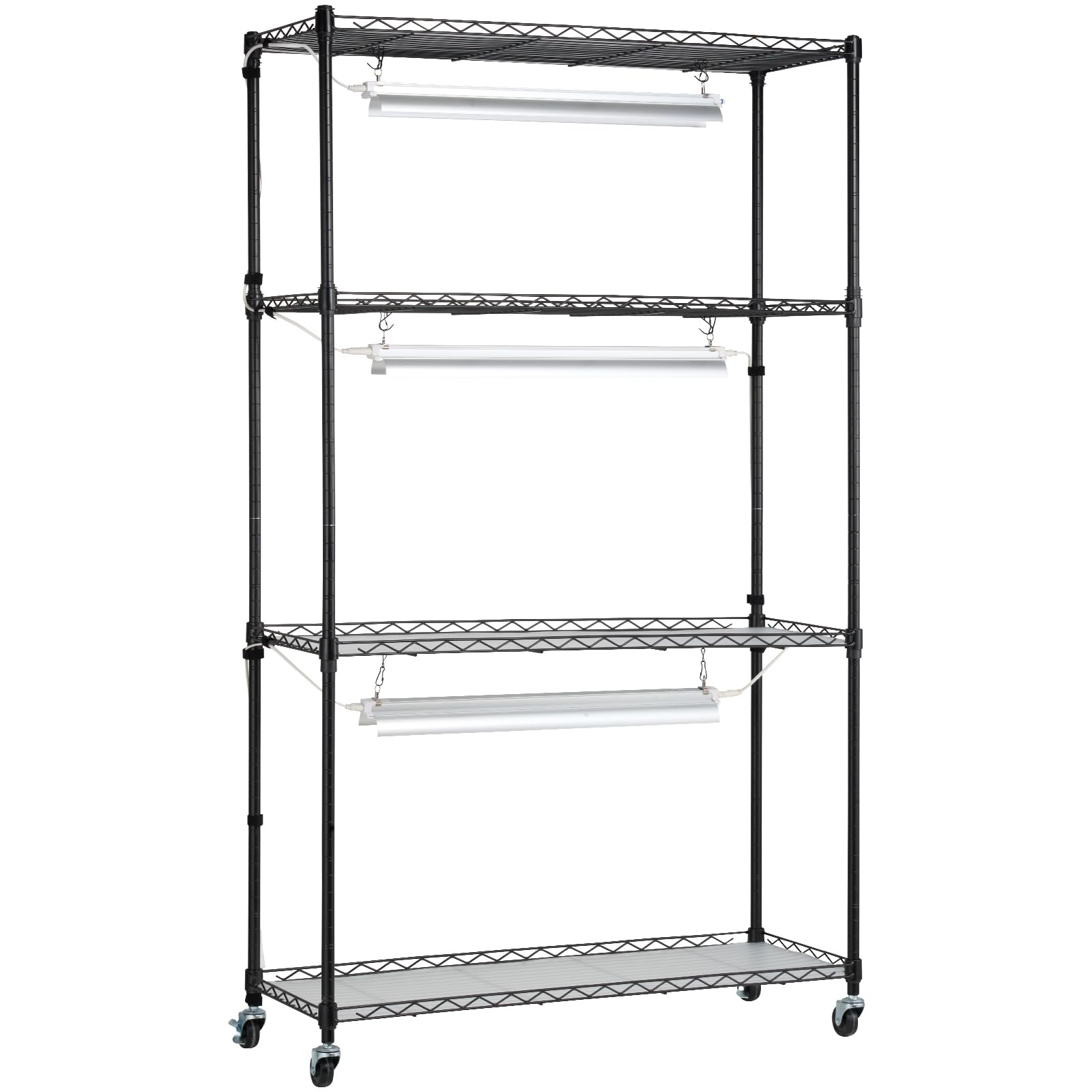 VEVOR 4 Tier Metal Plant Stand with 90W Full Spectrum Grow Light - Adjustable Indoor Plant Shelf with 3 Lighting Modes for Seed Starting, Herbs & Houseplants - Perfect for Home, Office & Garden Plant Display