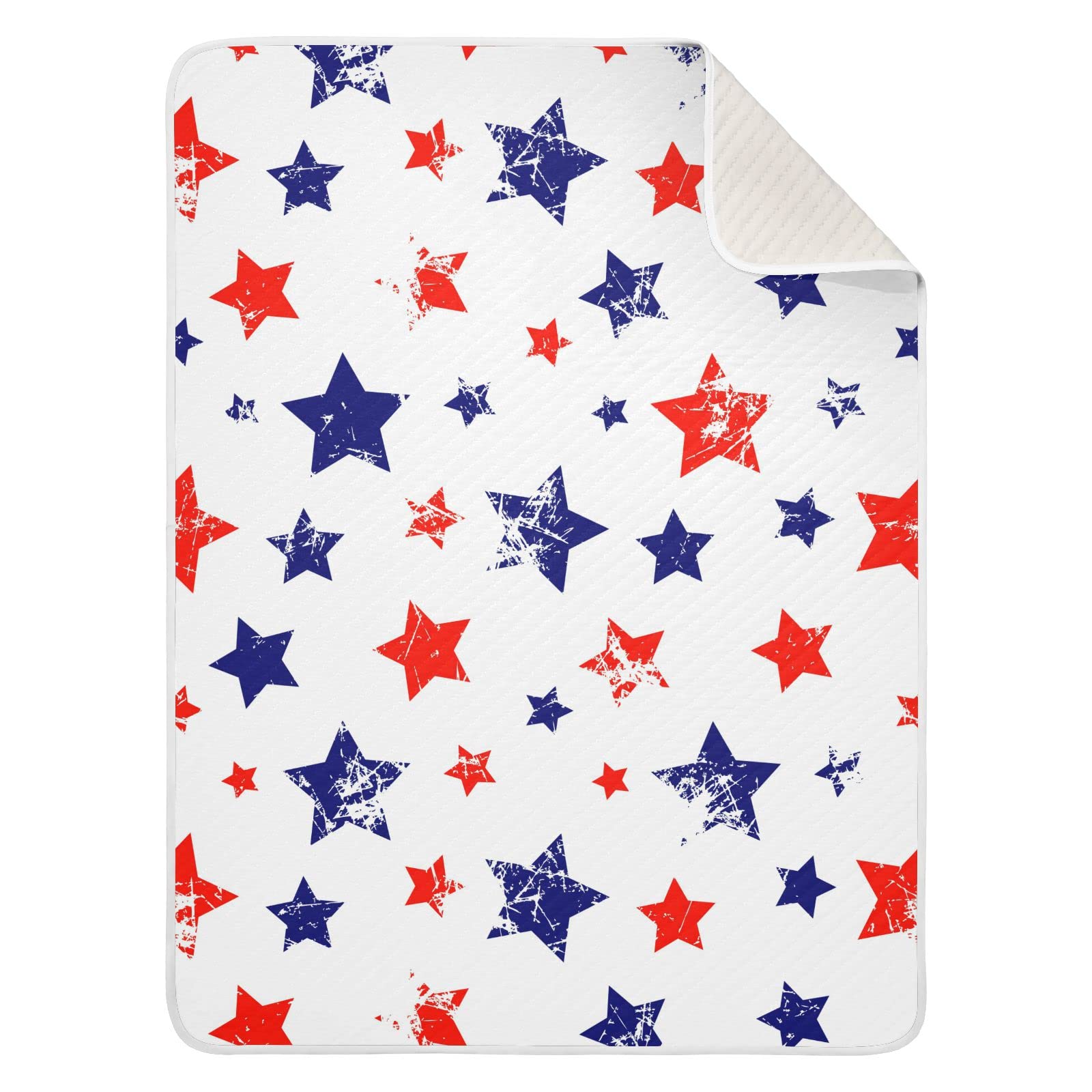 JIPONI Super Soft & Warm Baby Blanket - 30x40 Inch Personalized Blue American Stars Blanket for Boys & Girls | Perfect for Nursery, Swaddling, Stroller & Gift Giving