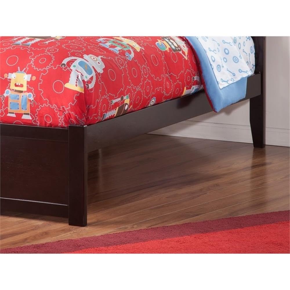 BOWERY HILL Modern Wood Twin-XL Platform Panel Bed with Trundle in Espresso - Space-Saving Bedroom Furniture for Guest Rooms, Kids Rooms & Small Apartments