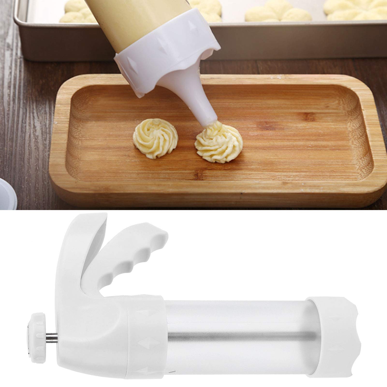 Cookie Press Gun Kit with 12 Discs & 6 Icing Tips - Stainless Steel Biscuit & Cookie Maker for Baking, Cake Decorating, DIY Kitchen - Perfect for Christmas, Birthday Parties & Home Baking Gifts