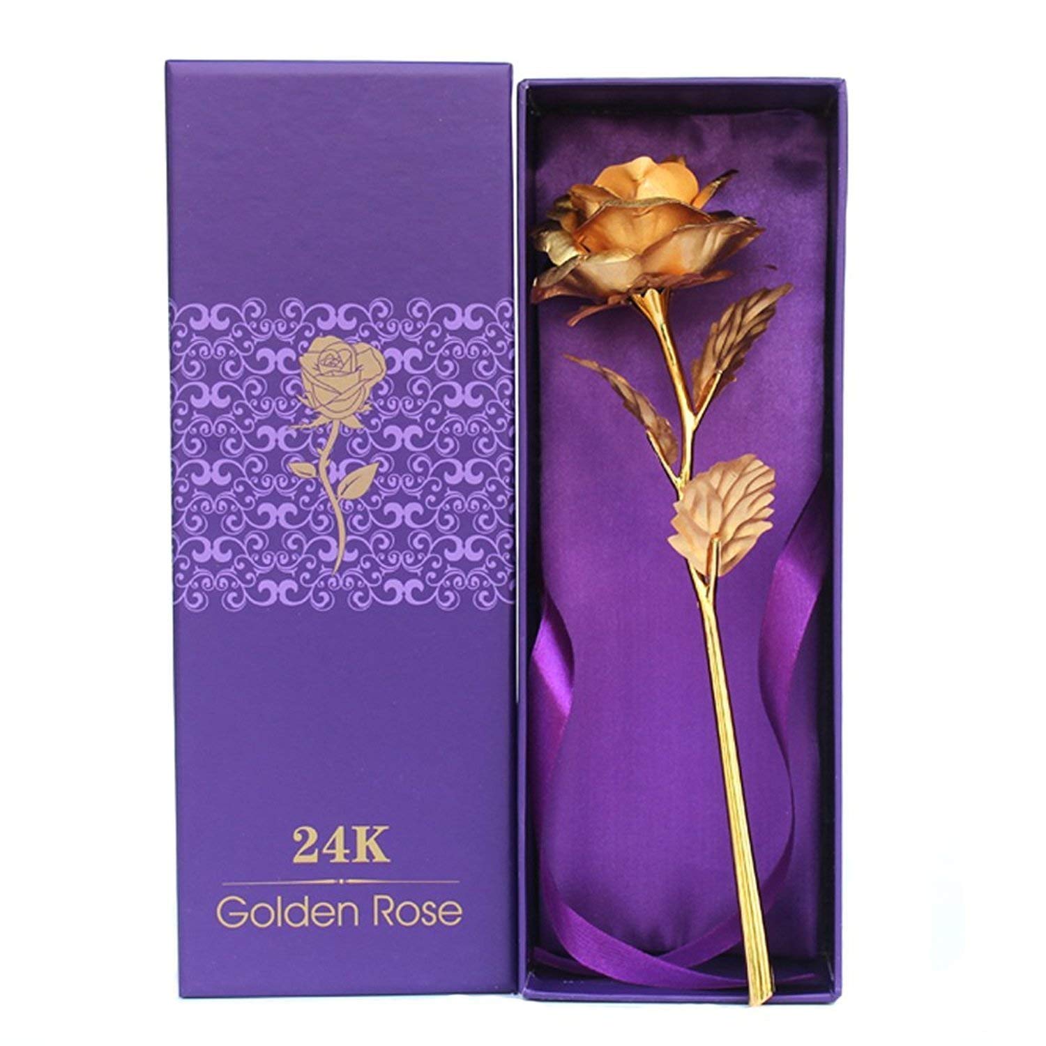 24K Gold Rose in Elegant Gift Box with Carry Bag - Perfect Anniversary, Valentine's Day, Birthday Gift for Girlfriend or Boyfriend - Romantic Keepsake for Weddings, Proposals & Special Occasions