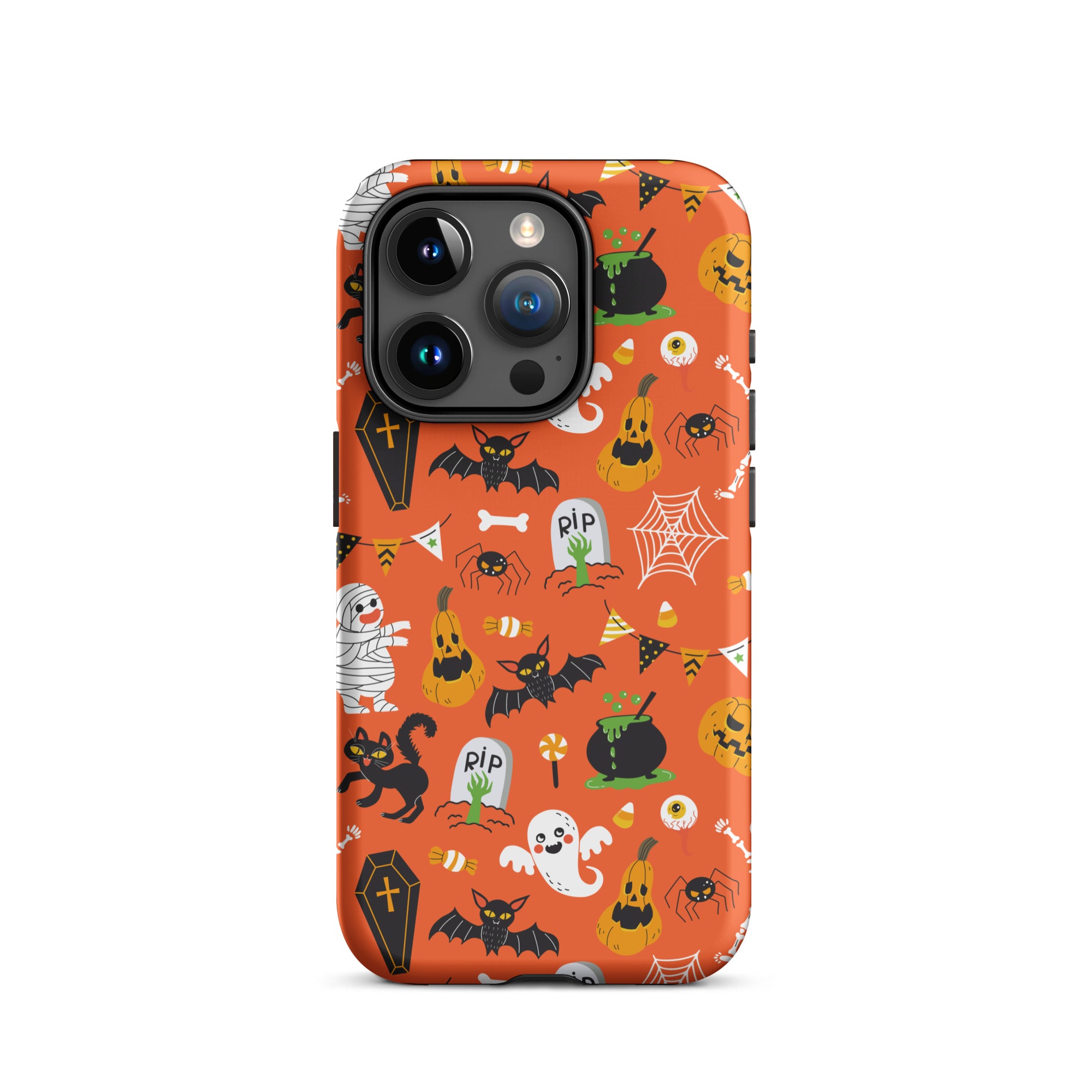 Spooky Night Guardian Premium iPhone Case - Halloween Protective Cover for iPhone 13/14/15 Pro Max - Cute Ghost Design Shockproof Phone Case for Night Out, Party & Daily Use