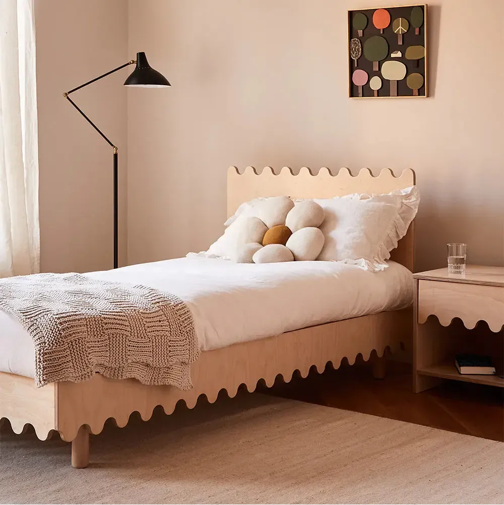 Oeuf Moss Twin Bed in Birch Wood - Modern Scandinavian Kids Bedroom Furniture for Toddlers & Teens - Perfect for Nursery, Bedroom, or Guest Room