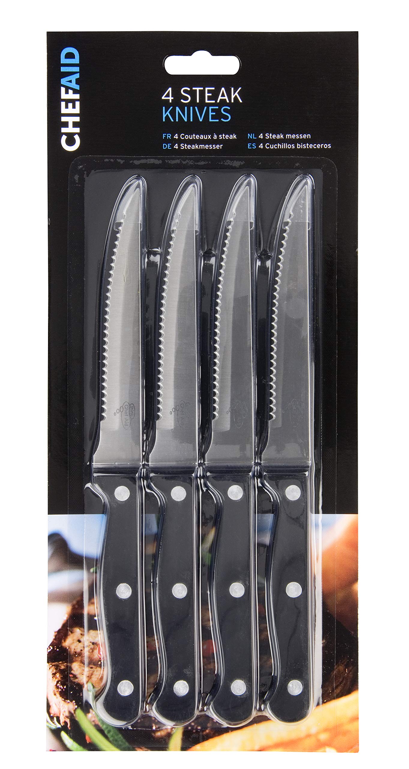 Premium Stainless Steel Serrated Steak Knife Set - 4-Piece Durable Multipurpose Kitchen Knives with Ergonomic Non-Slip Grip, Rust Resistant & Ultra Sharp Blades - Perfect for Steak Dinners, BBQ Parties & Fine Dining Experience