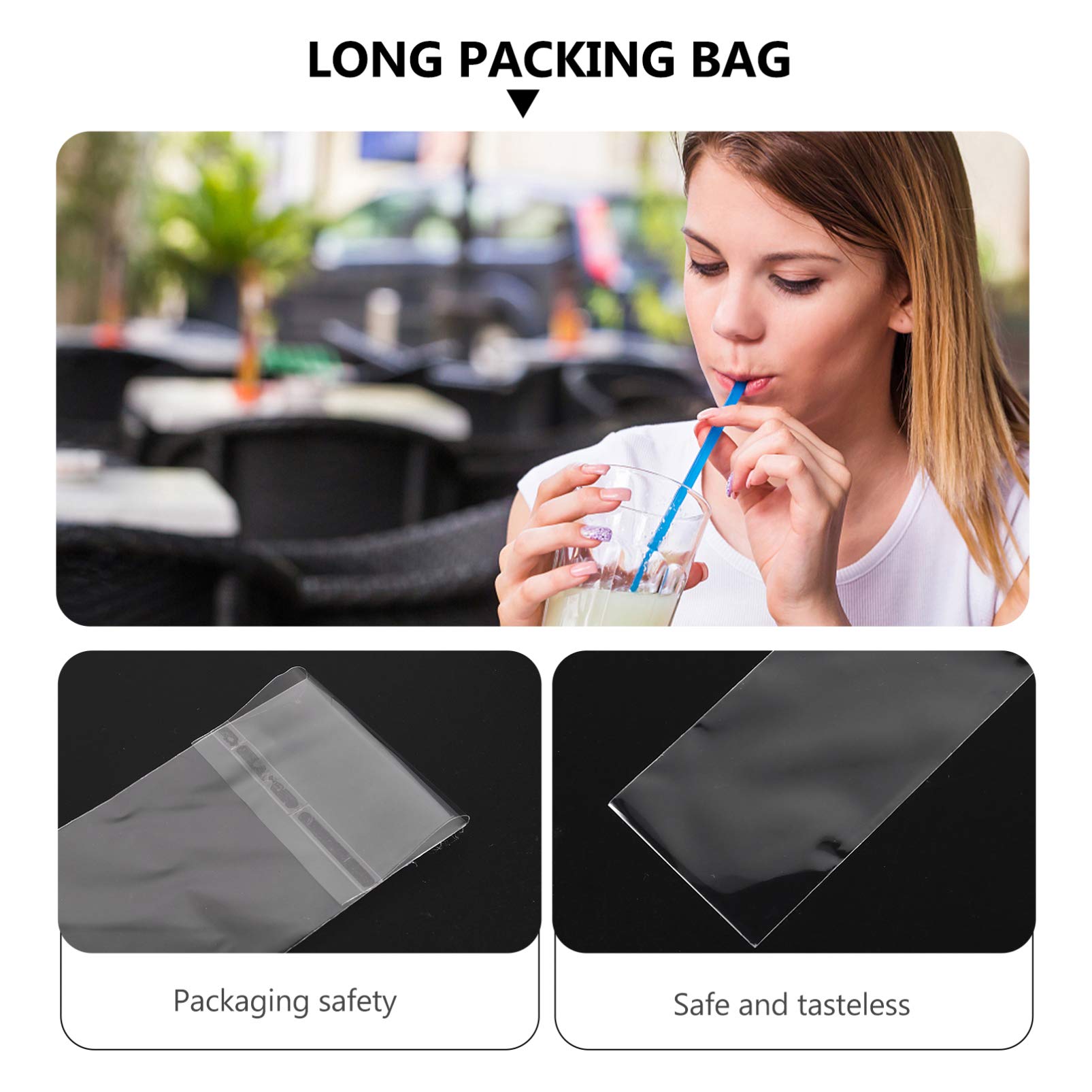 500pcs Self-Adhesive Plastic Bags - Clear OPP Pouch for Candy, Cookies, Bakery & Straws Packaging | Resealable Long Strip Bags for Parties, Gifts & Snack Storage