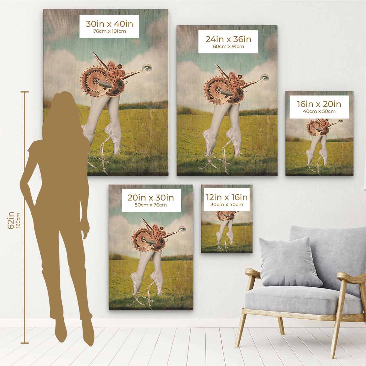 Green Ballet Wall Art Canvas Print 5685 - Elegant Dance Painting for Living Room, Bedroom & Office Decor