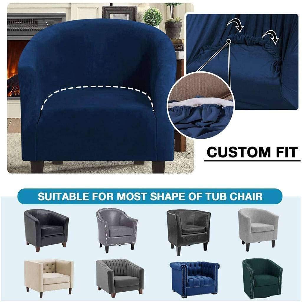 Velvet Club Chair Slipcover - Stretchable Soft Plush Armchair Cover, Non-Slip Washable Furniture Protector for Living Room, Hotel (Navy Blue) - Perfect for Home Decor, Office & Hospitality Settings