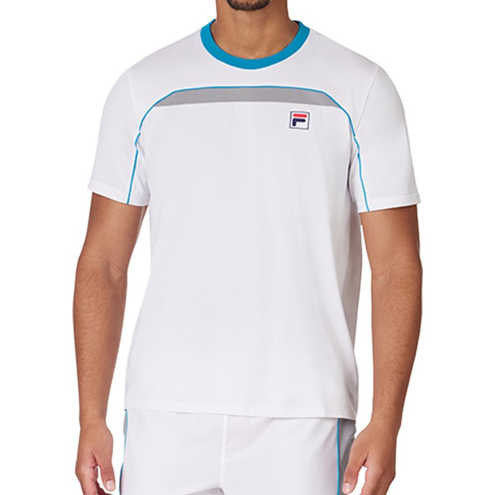 Men's Breathable Short Sleeve Tennis Shirt - White & Silver Athletic Performance Top for Tennis, Pickleball & Casual Wear