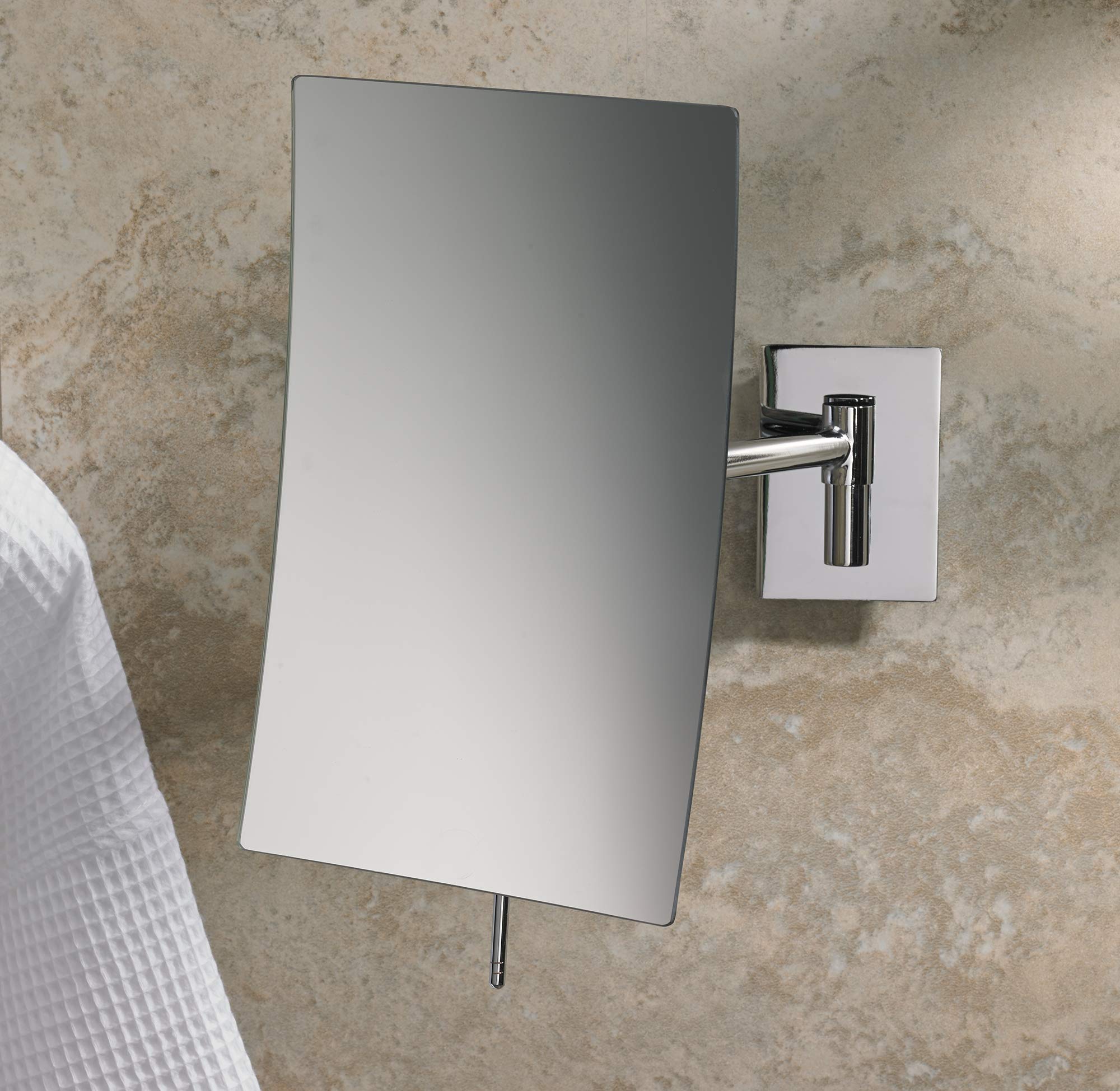 Marriott Minimalist Wall Mount Mirror with 3X Magnification - Swivel Vanity Mirror with Sleek Chrome Finish - Perfect for Bathroom, Bedroom & Makeup Station