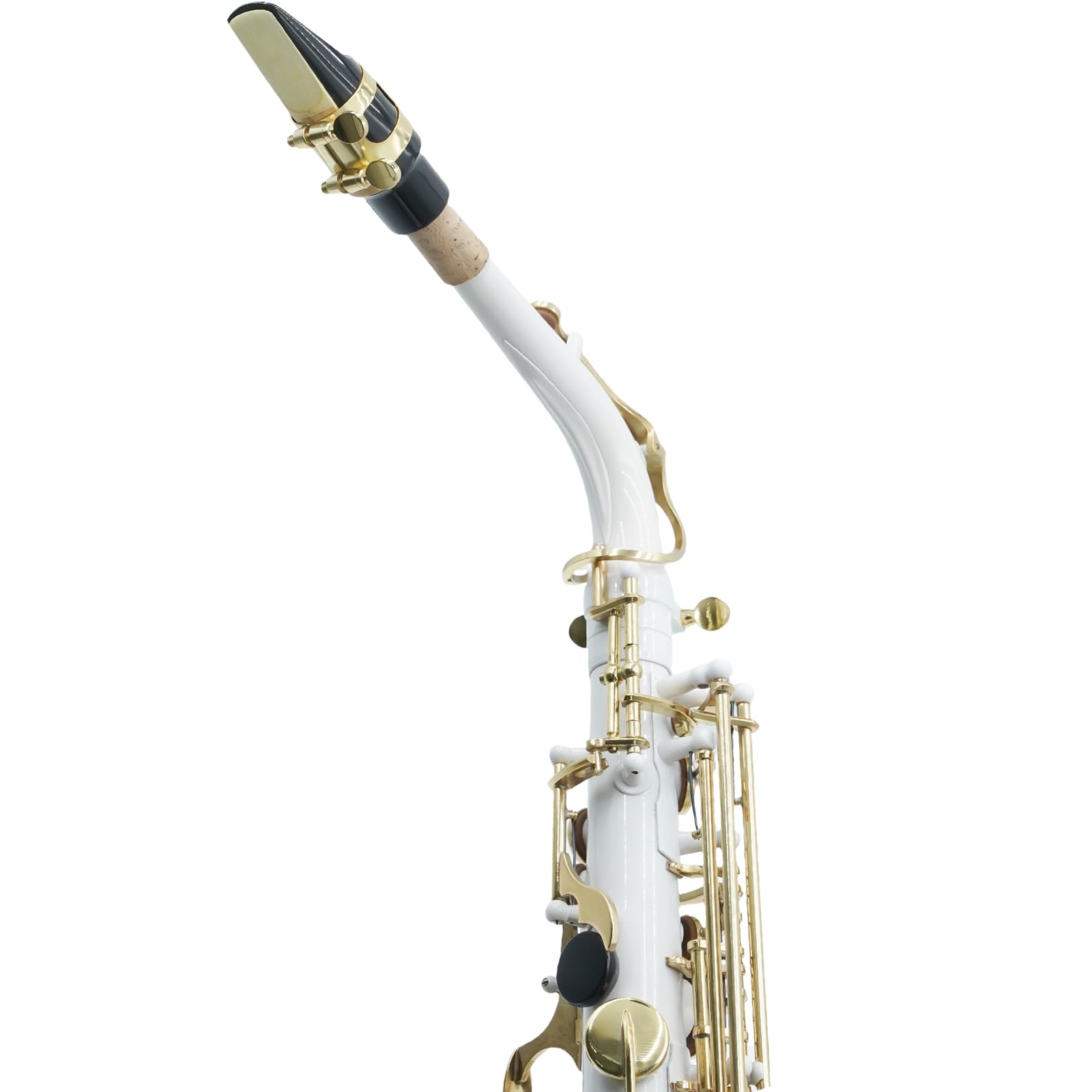 Professional Eb Alto Saxophone with F# Key - White Body & Gold Lacquer Keys | Includes Canvas Case, Gloves, Reeds & Care Kit | Perfect for Beginners, Students & Jazz Performers