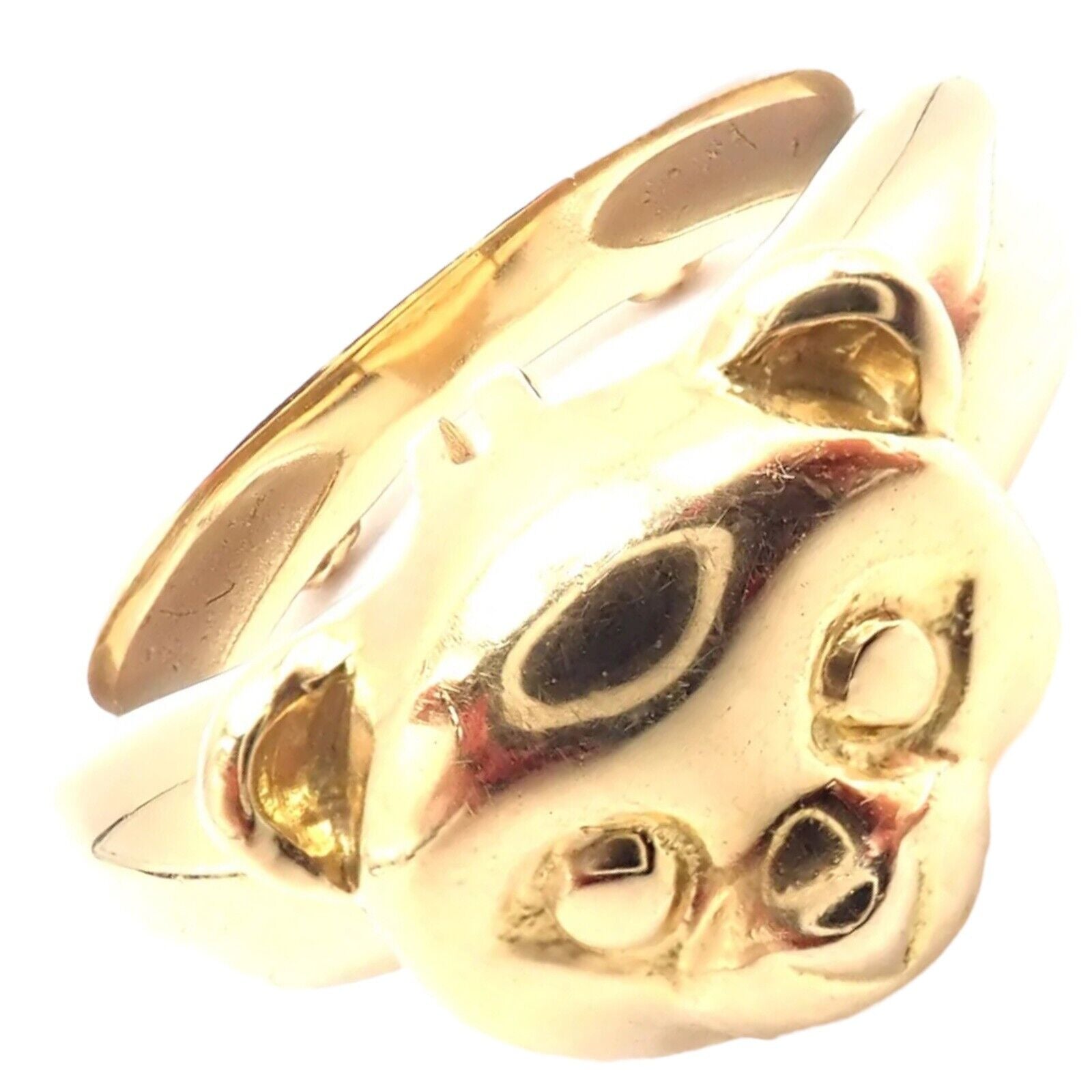 Authentic Van Cleef & Arpels 18k Yellow Gold Teddy Bear Band Ring Pendant - Luxury Jewelry Gift for Women, Perfect for Valentine's Day & Anniversary