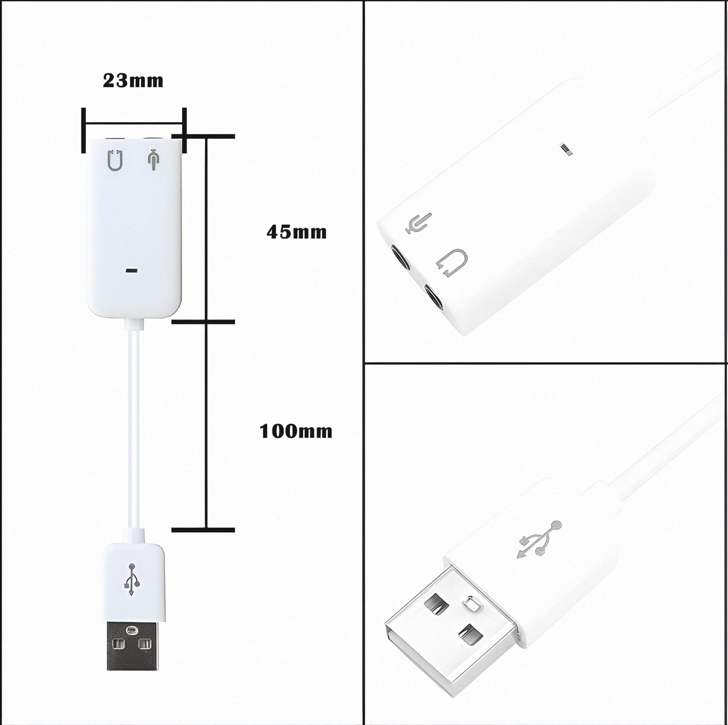 VYAR USB Sound Card 7.1 Channel External Audio Adapter with 3.5mm Headphone & Mic Jack - High Quality Stereo Sound Card for PC, Laptop, Gaming, Streaming & Music Production